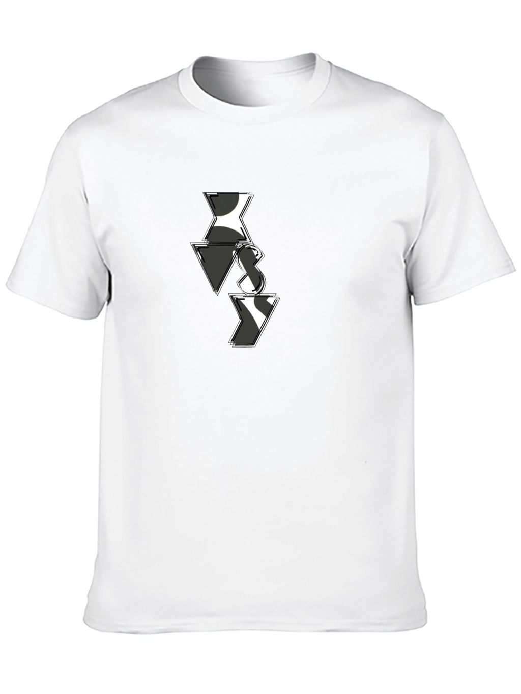 Abstract VS Pattern Mens Black T-Shirt