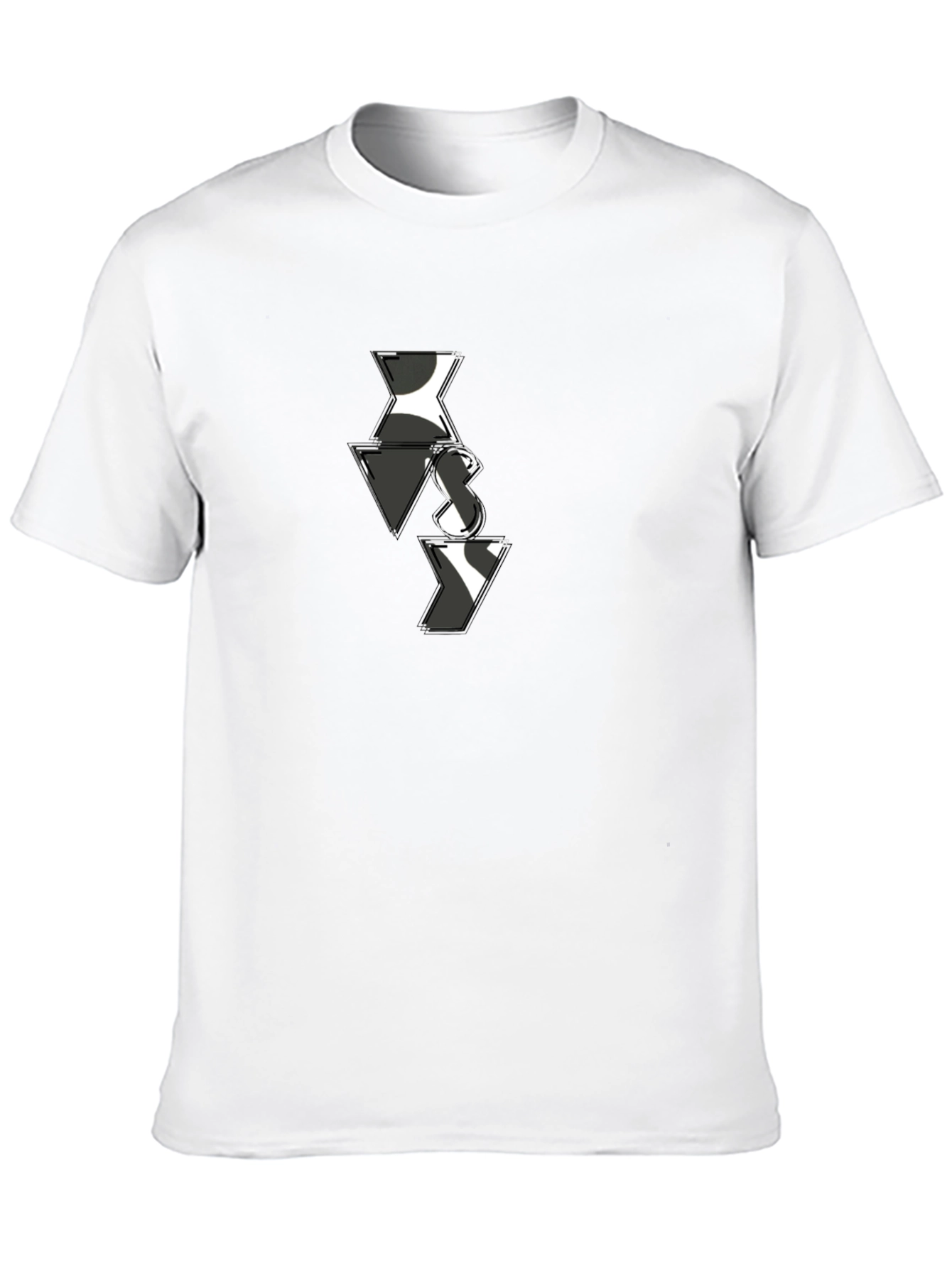 Abstract VS Pattern Mens Black T-Shirt