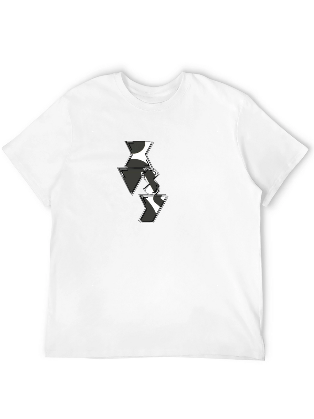 Abstract VS Pattern Mens Black T-Shirt
