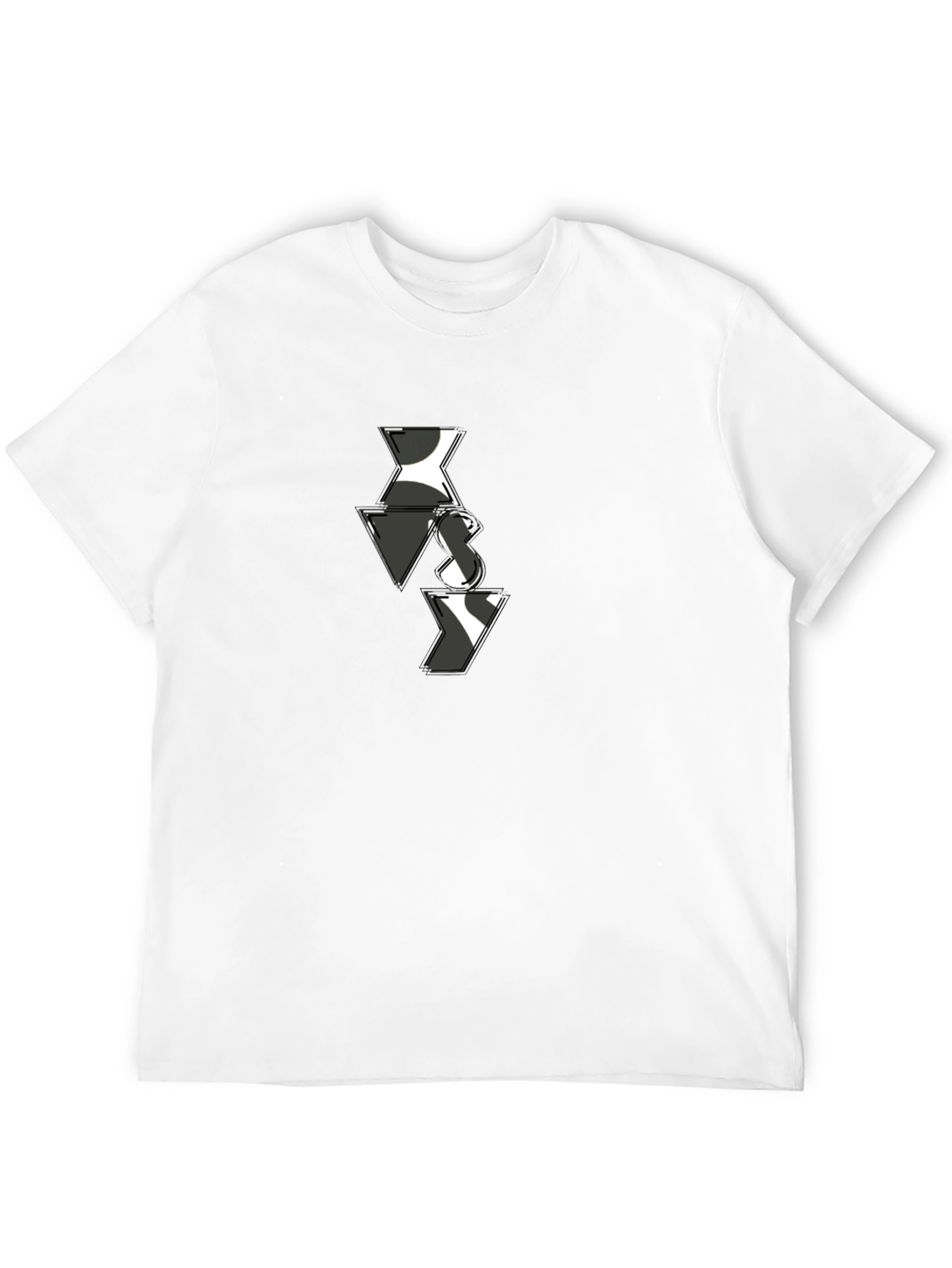 Abstract VS Pattern Mens Black T-Shirt