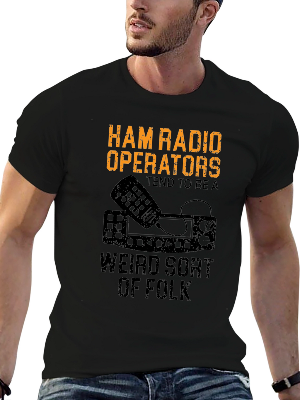 Ham Radio Operator Weird Folk Black T-Shirt