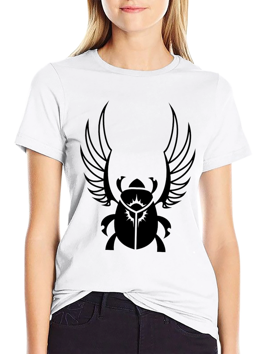 Egyptian Scarab Beetle Wings Graphic Tee - Black