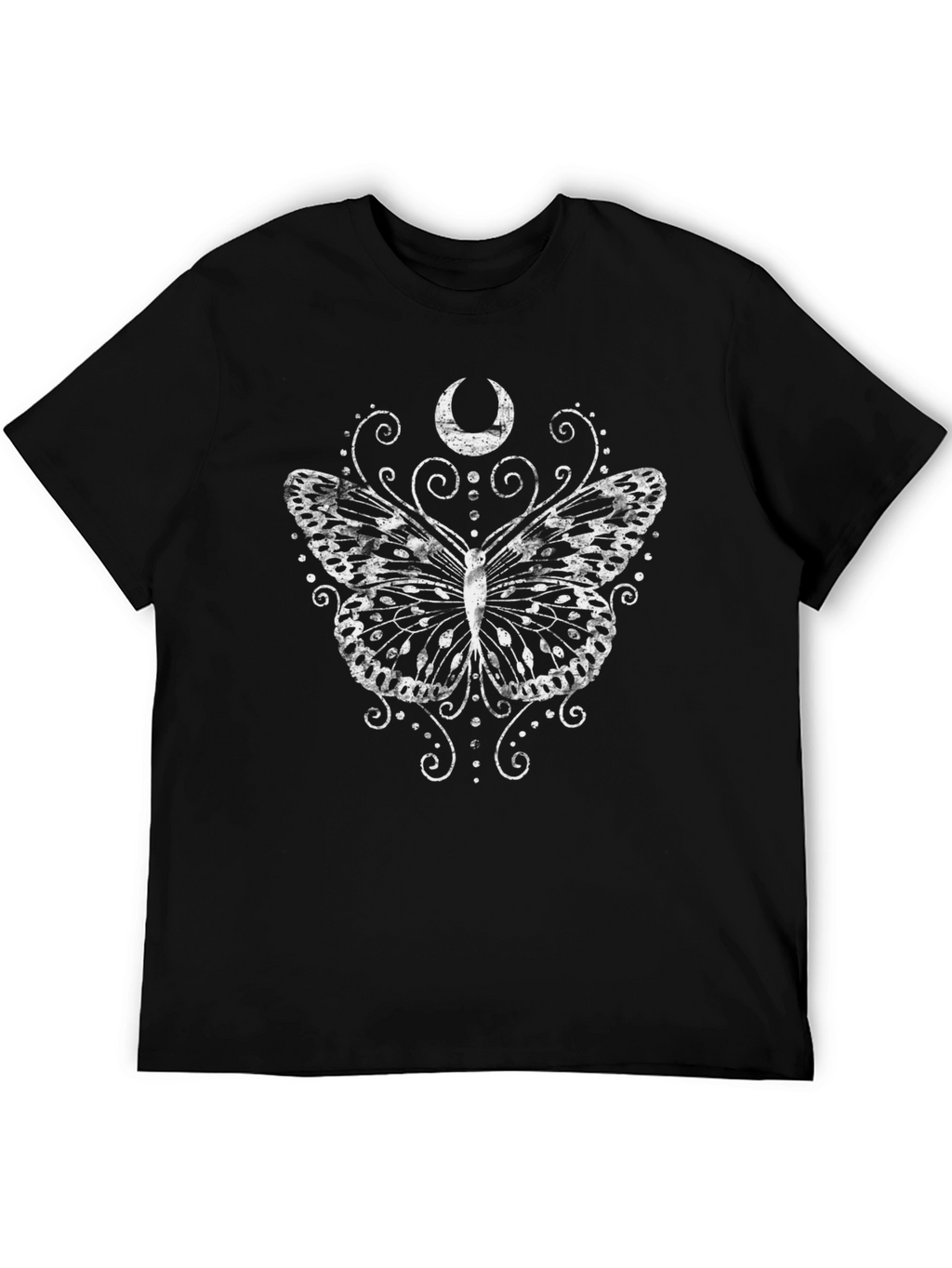Butterfly Moon Graphic Tee - Black Casual T-Shirt