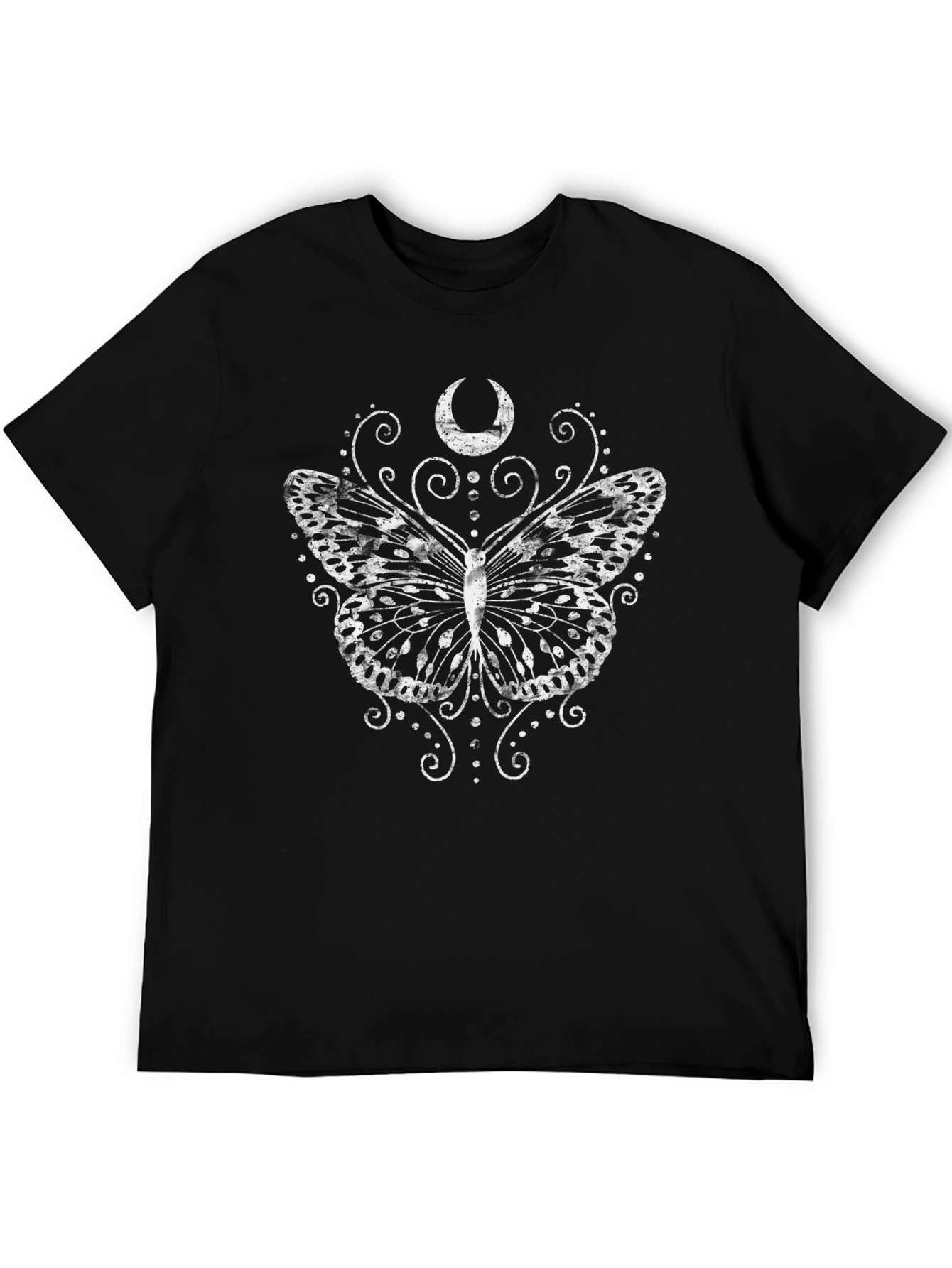 Butterfly Moon Graphic Tee - Black Casual T-Shirt