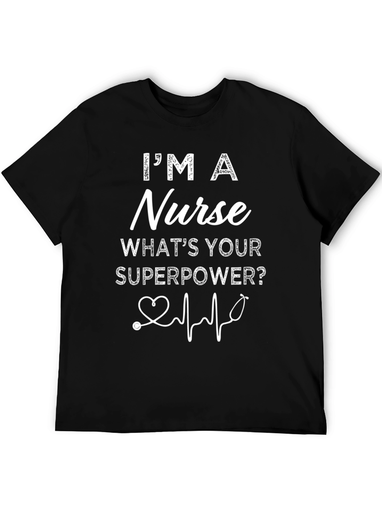 Nurse Superpower Graphic Tee - Black Cotton Blend