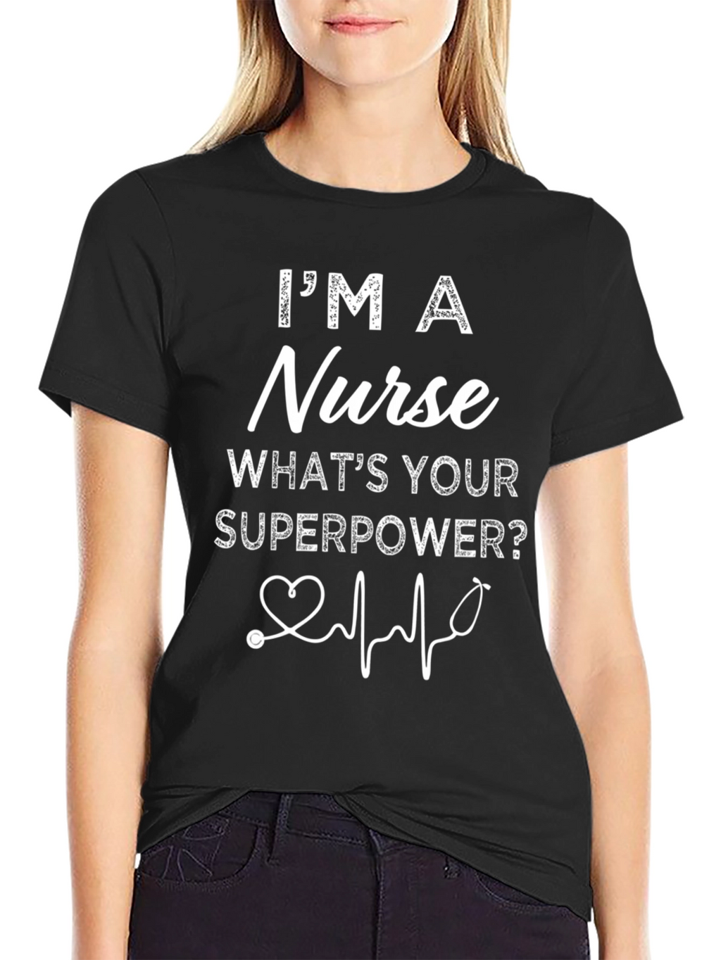Nurse Superpower Graphic Tee - Black Cotton Blend