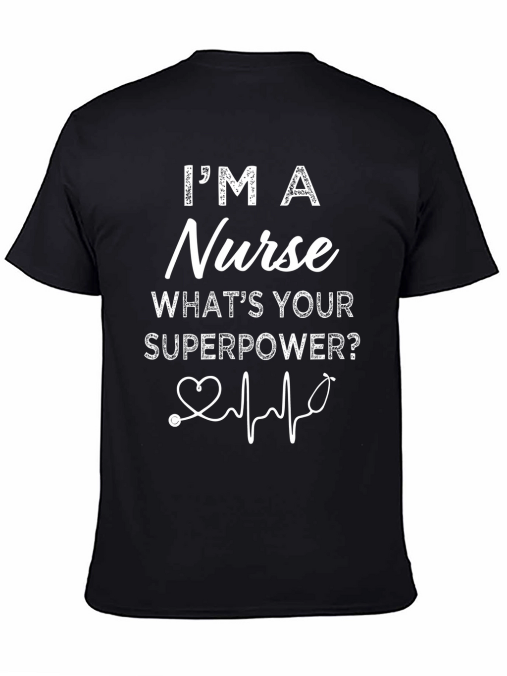 Nurse Superpower Graphic Tee - Black Cotton Blend