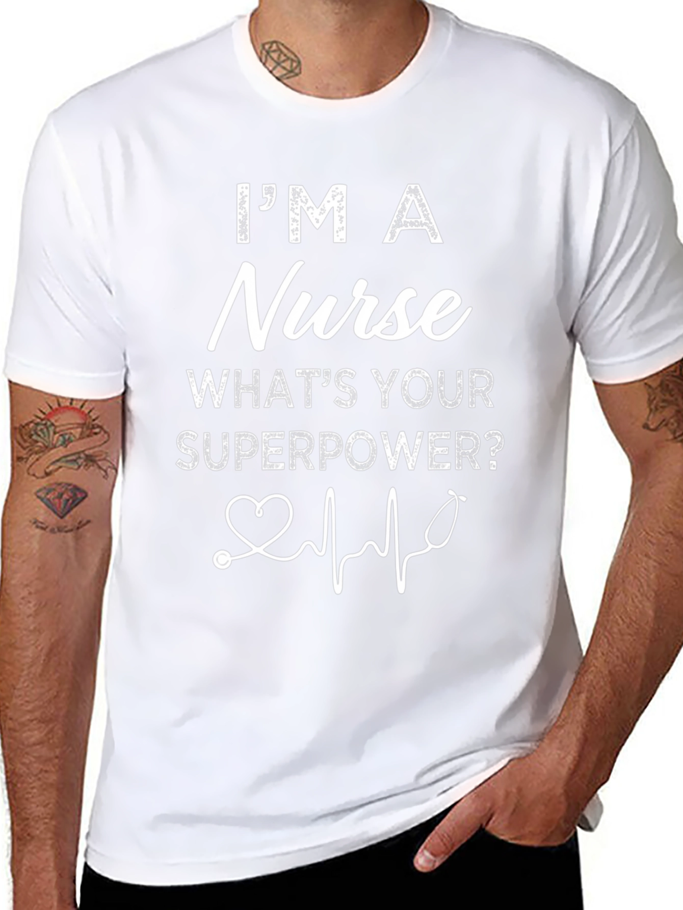 Nurse Superpower Graphic Tee - Black Cotton Blend