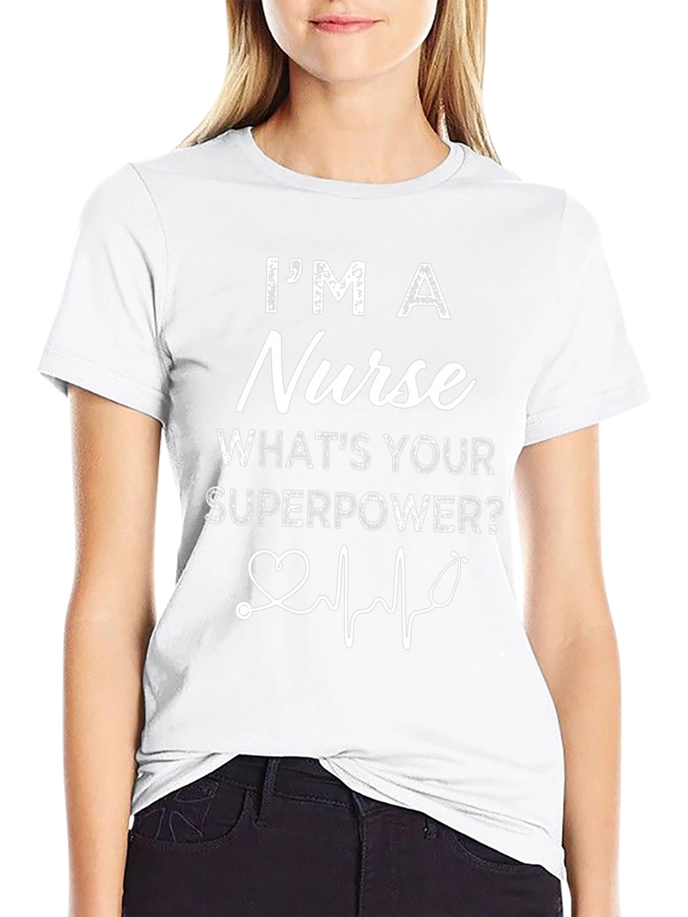 Nurse Superpower Graphic Tee - Black Cotton Blend