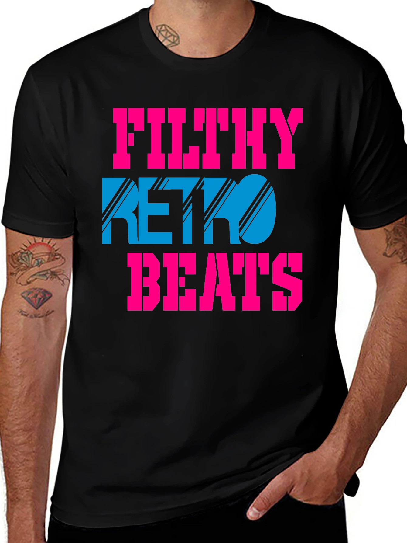 Filthy Retro Beats T-Shirt - Black Graphic Tee