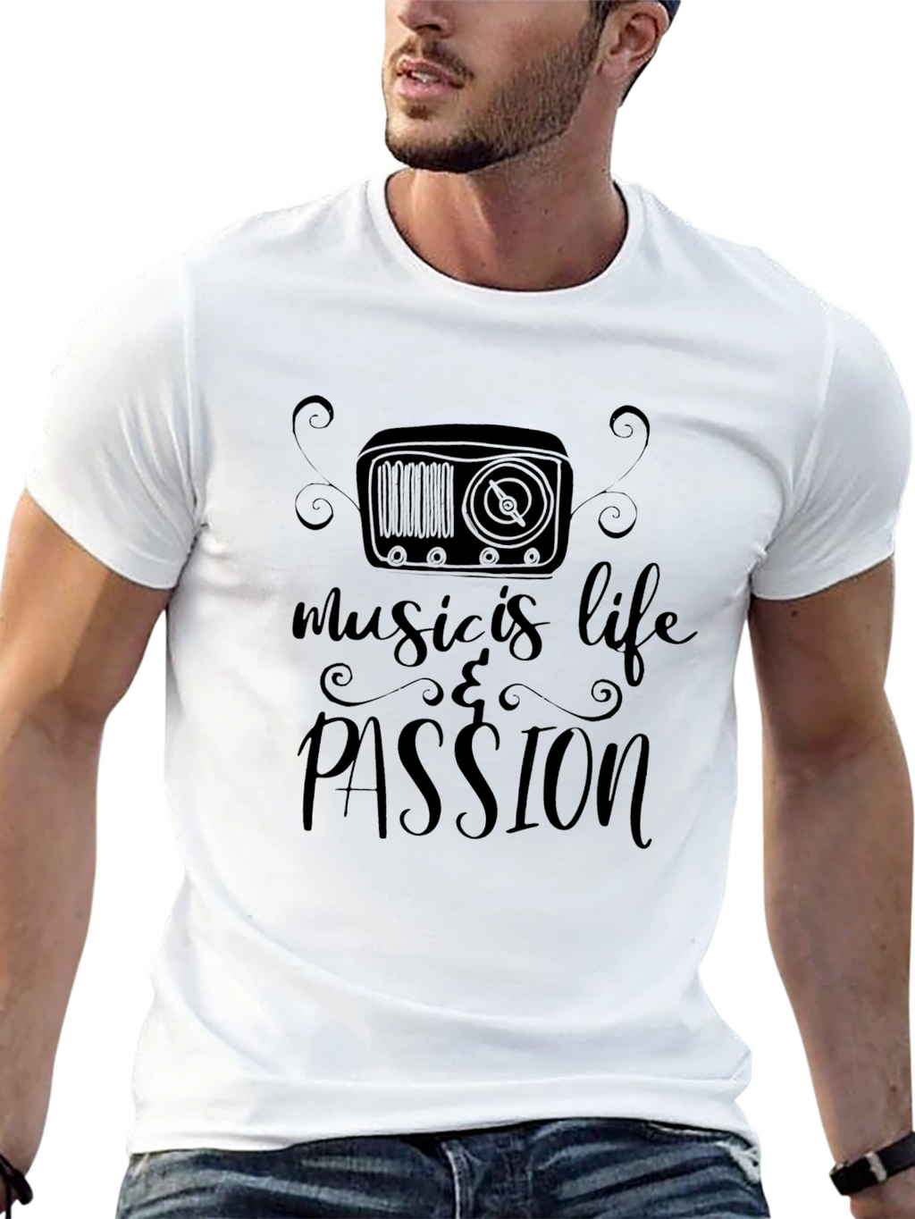 Music Is Life & Passion Black T-Shirt