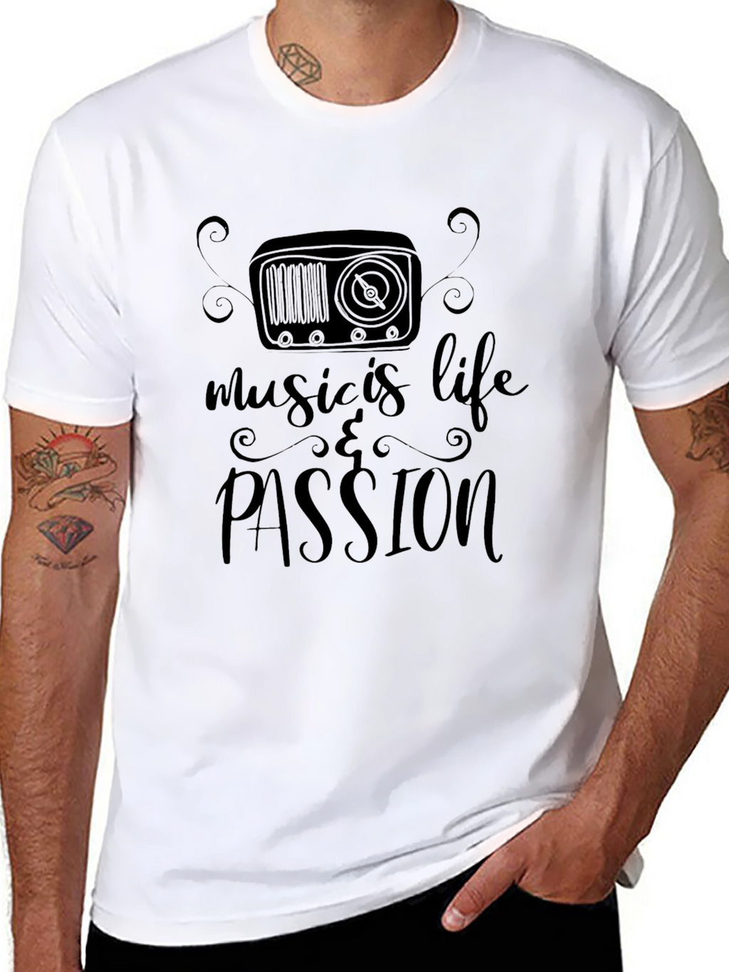 Music Is Life & Passion Black T-Shirt