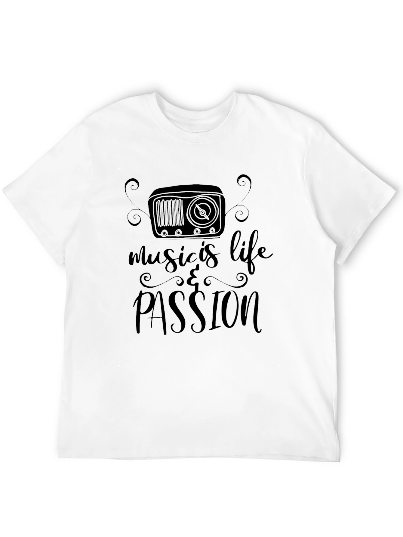 Music Is Life & Passion Black T-Shirt