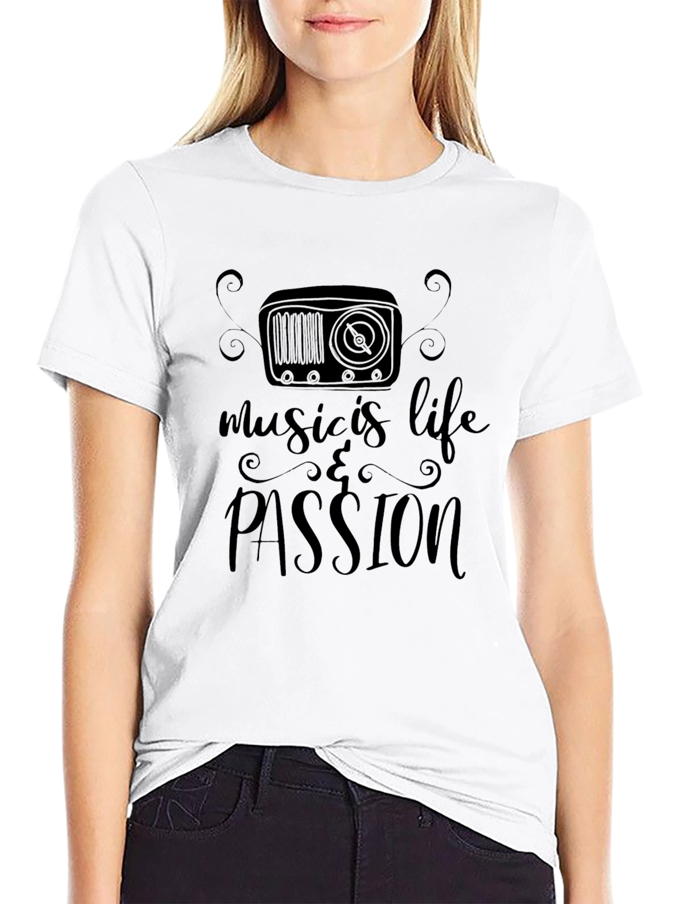 Music Is Life & Passion Black T-Shirt