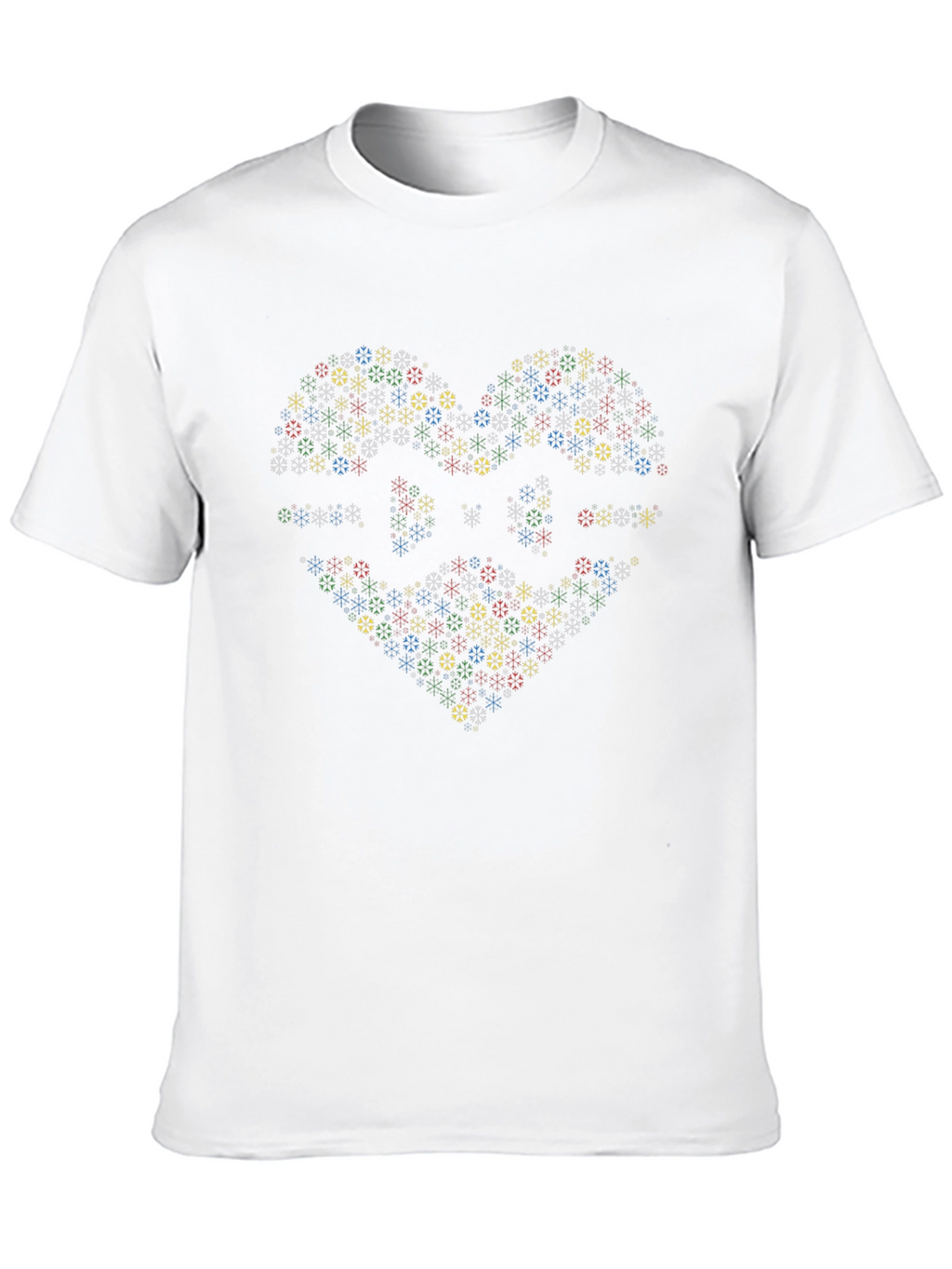 Heart Snowflake Graphic Tee - Black Cotton T-Shirt