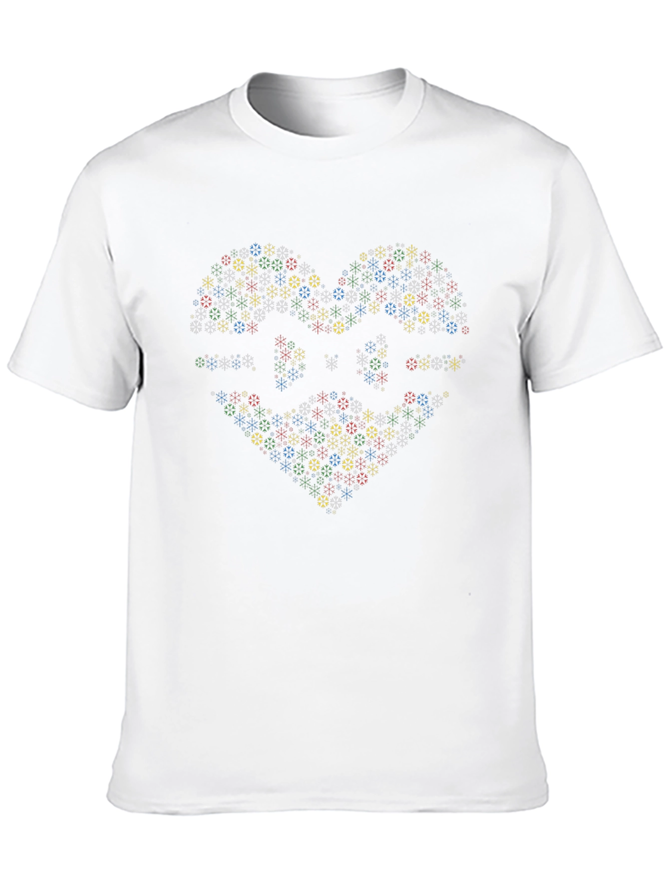 Heart Snowflake Graphic Tee - Black Cotton T-Shirt