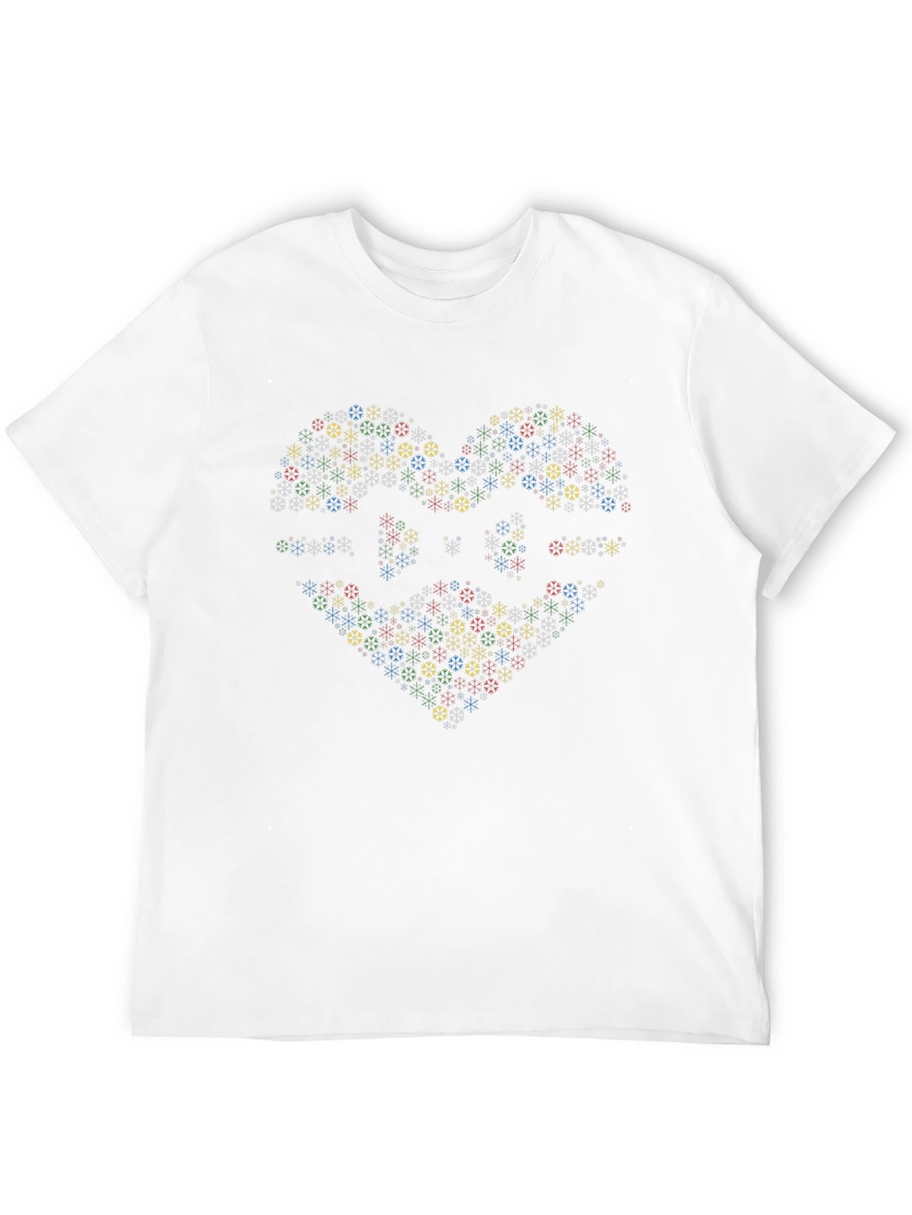 Heart Snowflake Graphic Tee - Black Cotton T-Shirt