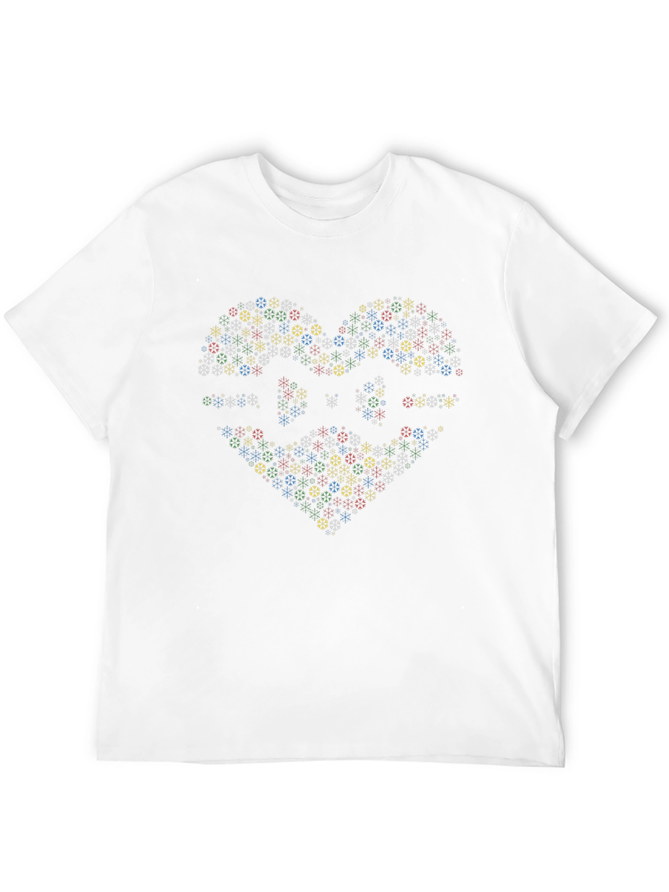 Heart Snowflake Graphic Tee - Black Cotton T-Shirt