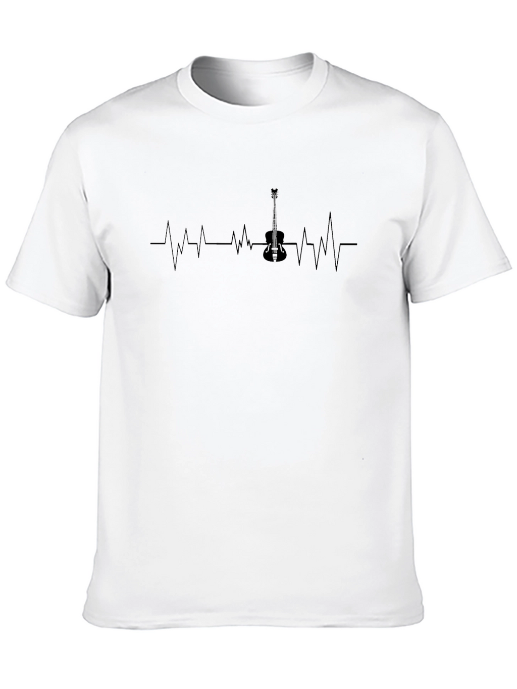 Guitar Heartbeat Black T-Shirt - Music Lover Tee