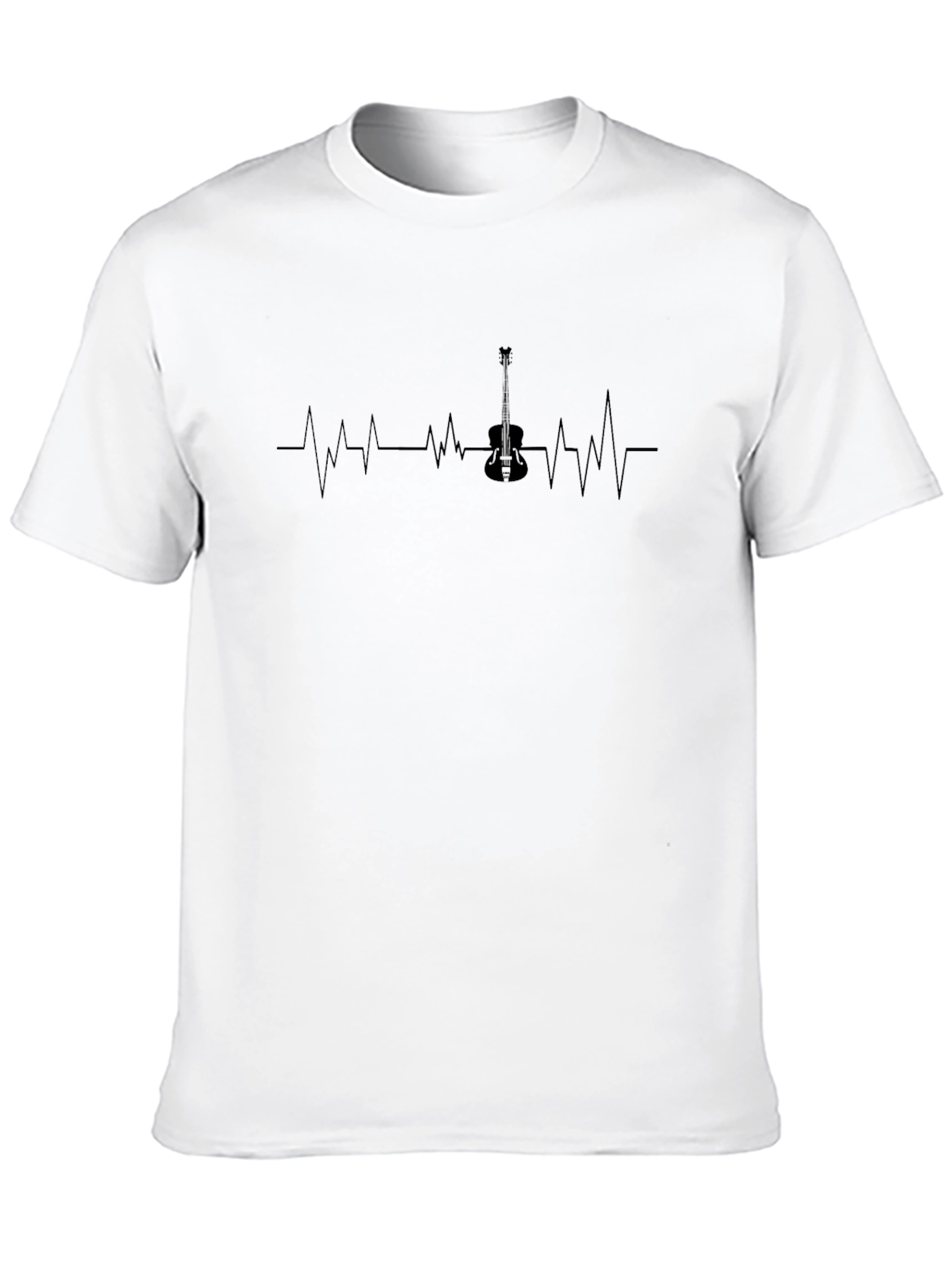 Guitar Heartbeat Black T-Shirt - Music Lover Tee