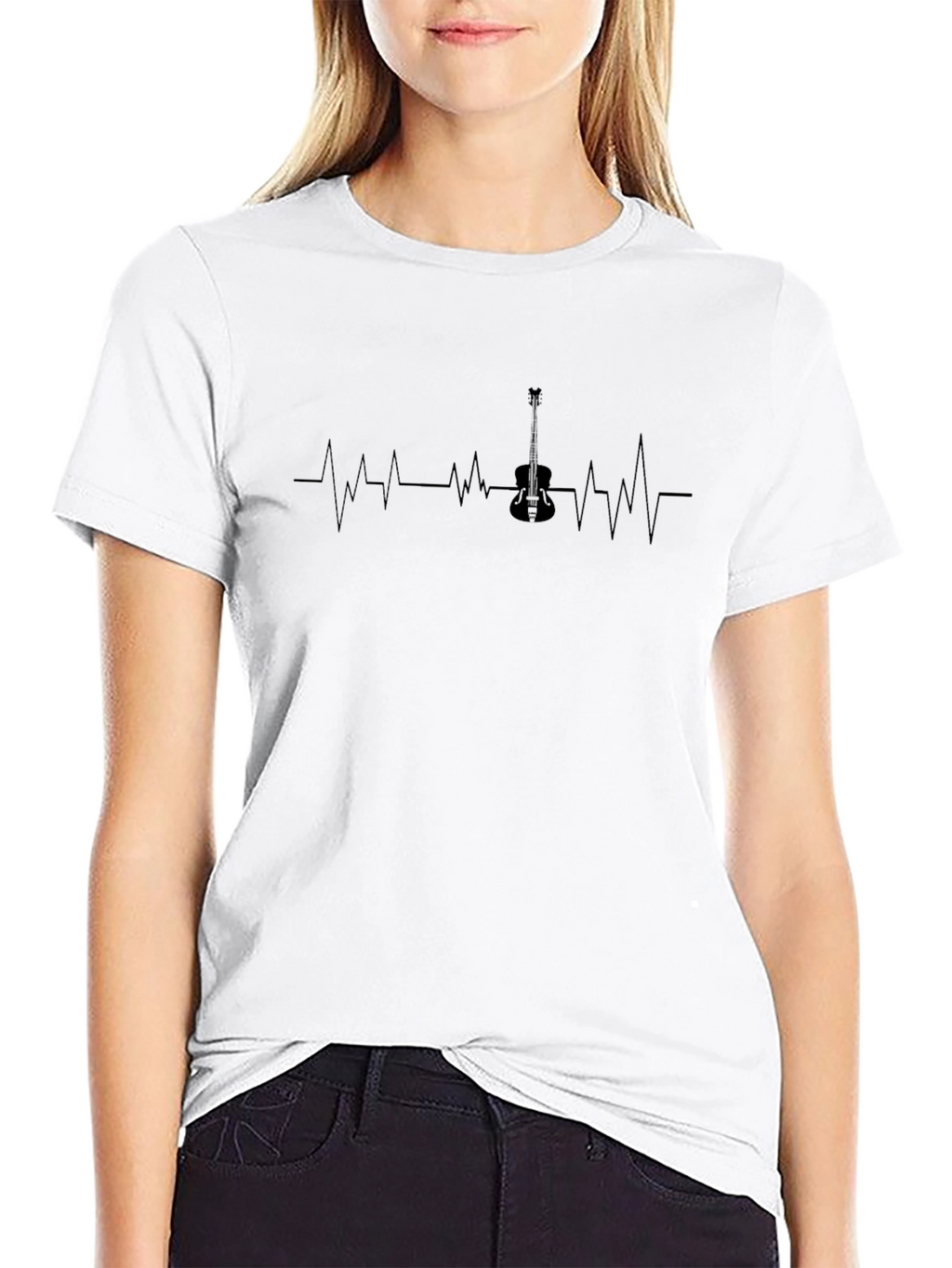 Guitar Heartbeat Black T-Shirt - Music Lover Tee