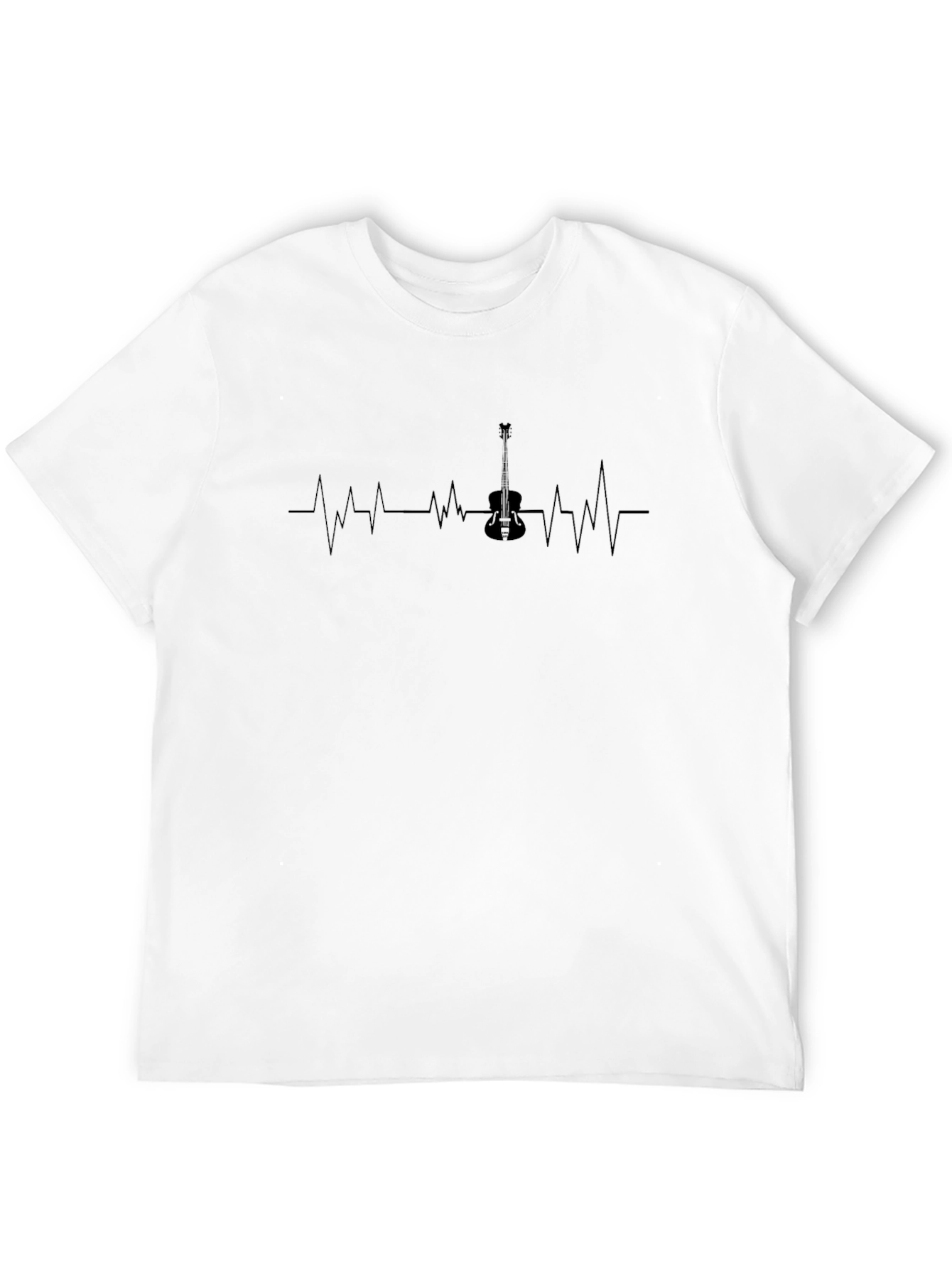 Guitar Heartbeat Black T-Shirt - Music Lover Tee