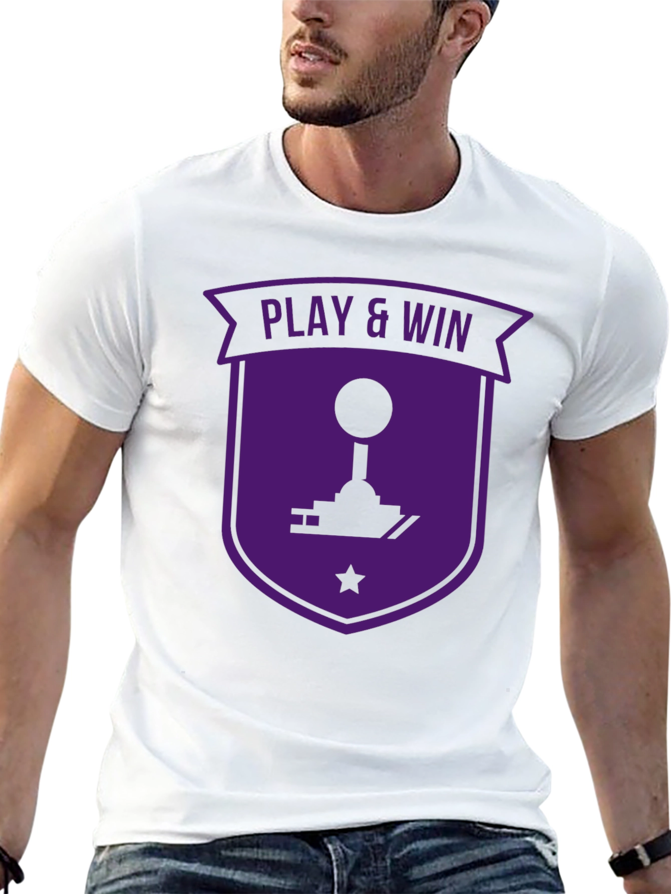 Play & Win Gaming T-Shirt - Black Purple Retro