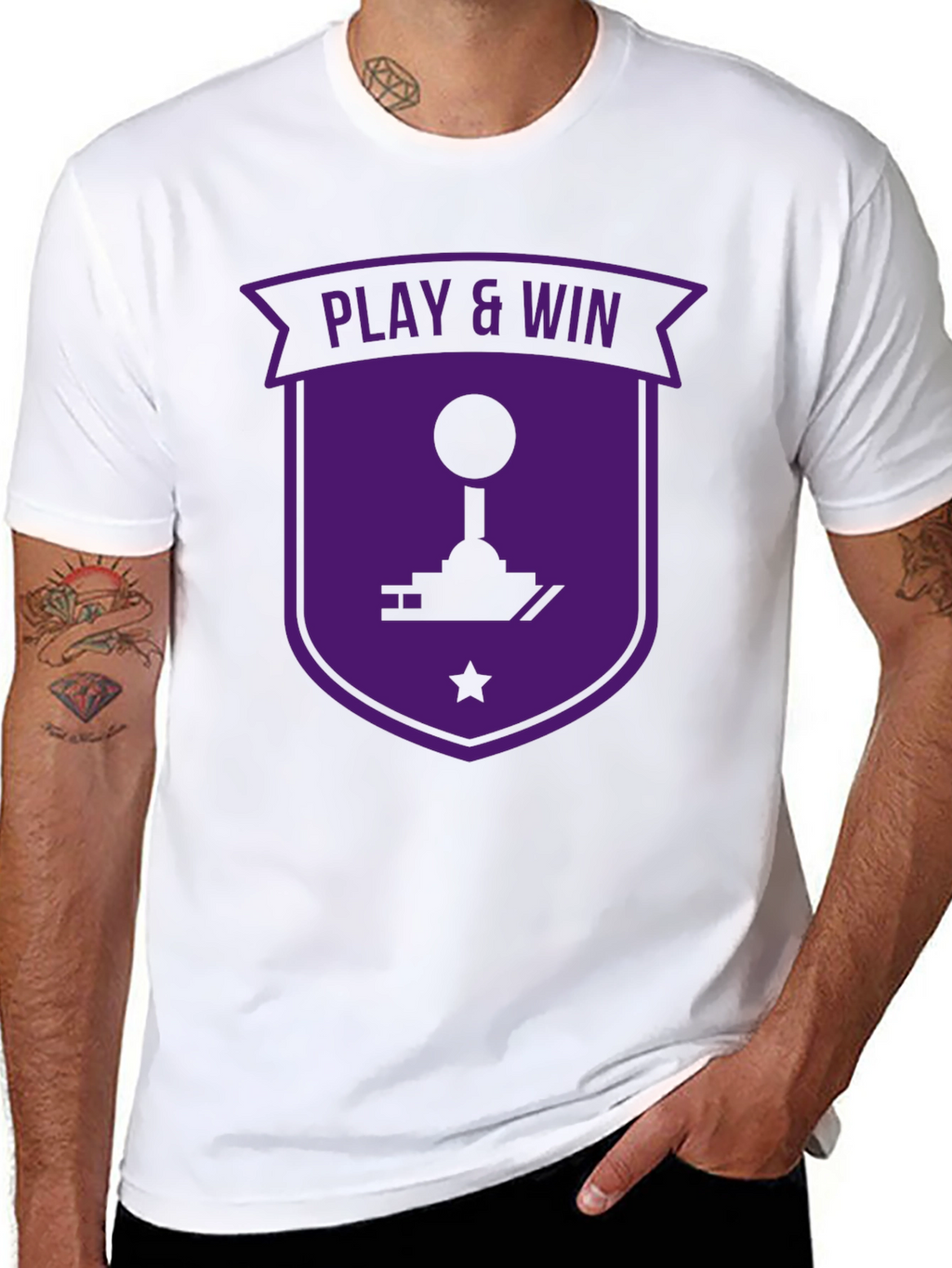 Play & Win Gaming T-Shirt - Black Purple Retro