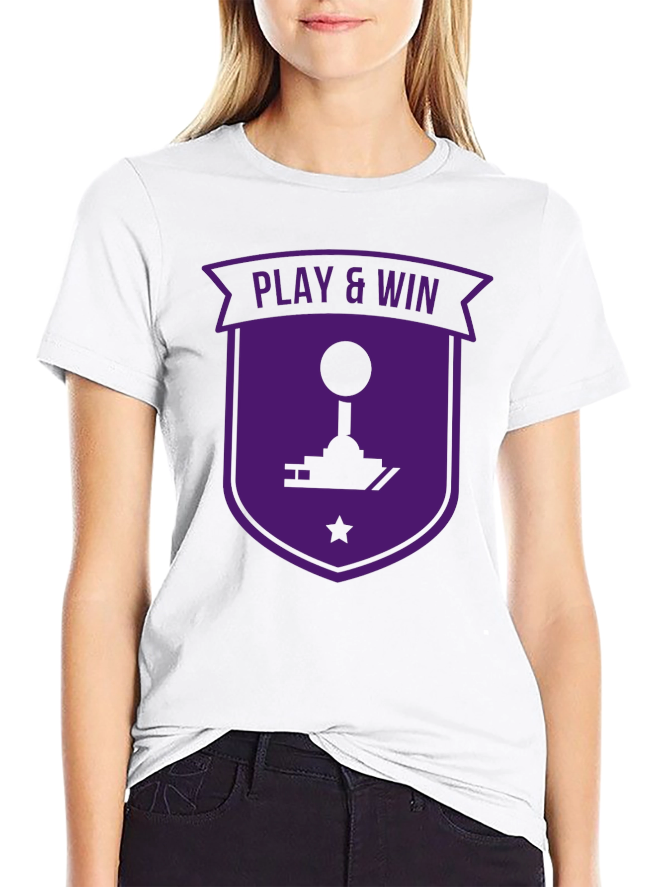 Play & Win Gaming T-Shirt - Black Purple Retro
