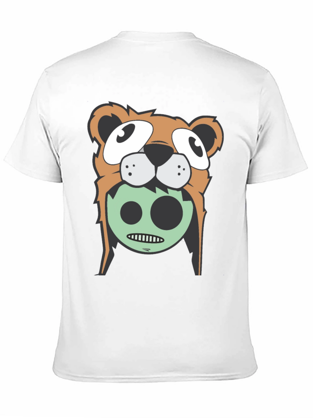 Cartoon Bear Graphic Tee - Black