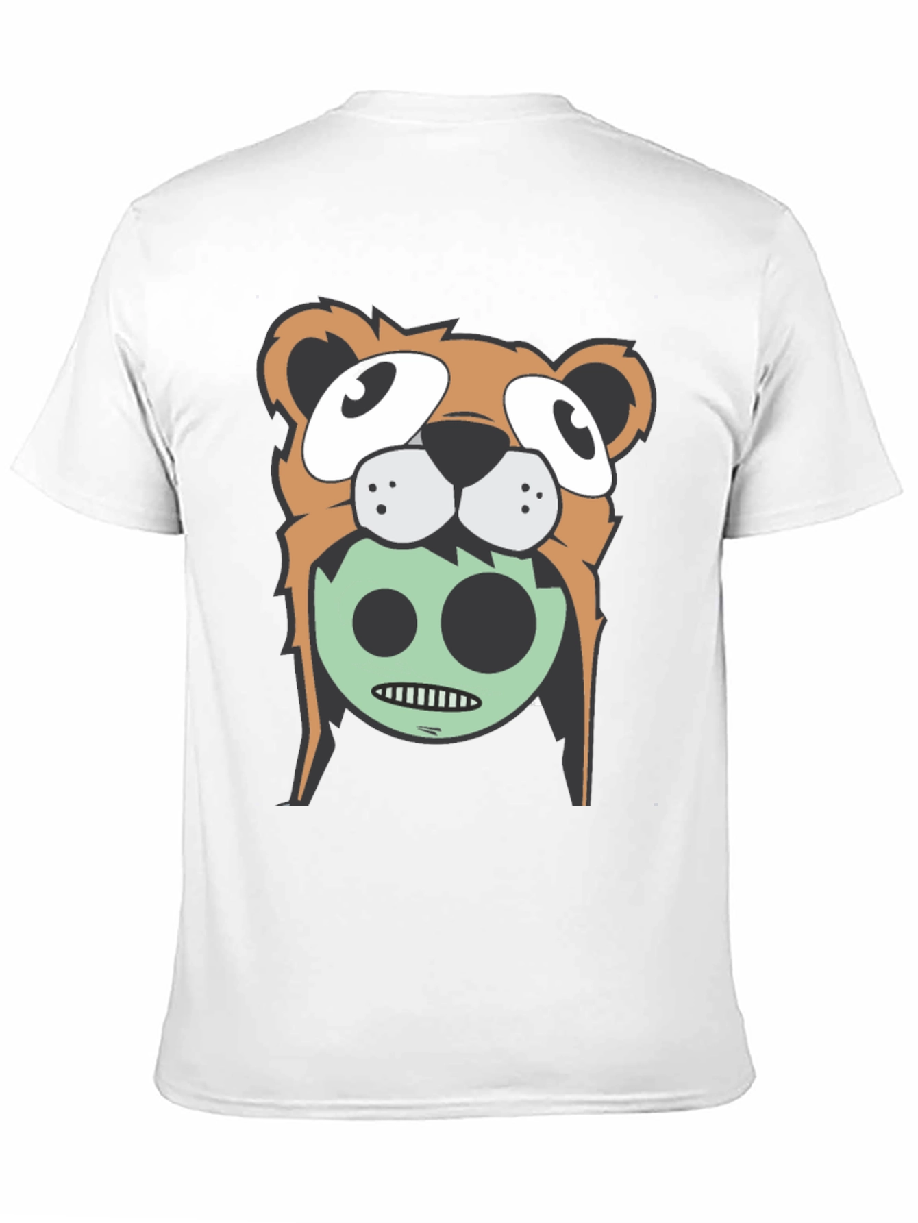 Cartoon Bear Graphic Tee - Black