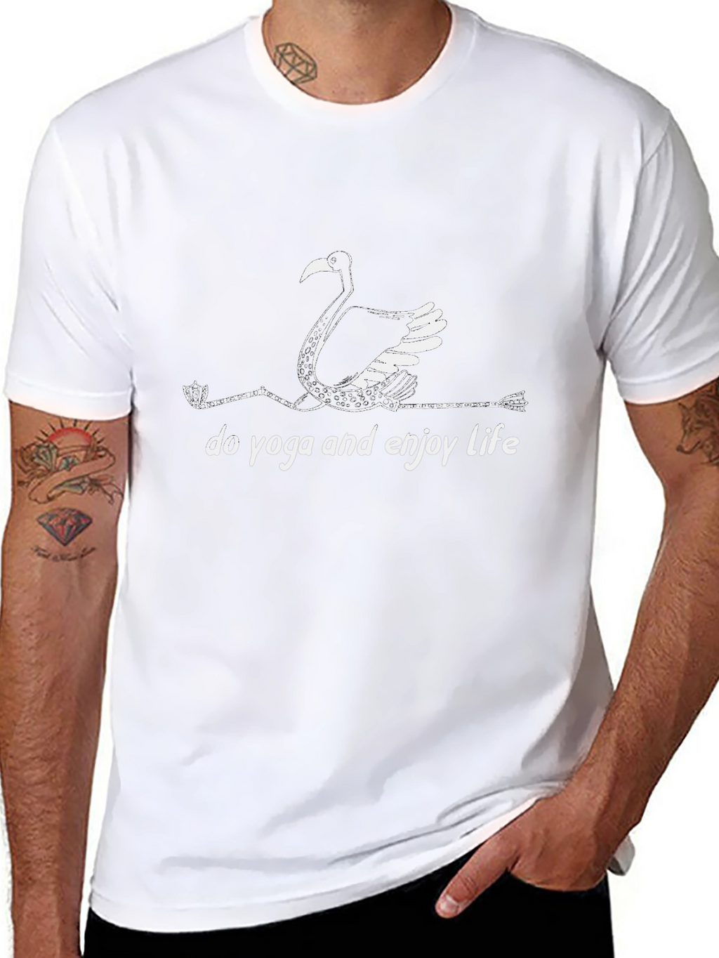 Yoga Flamingo Black T-Shirt - Enjoy Life