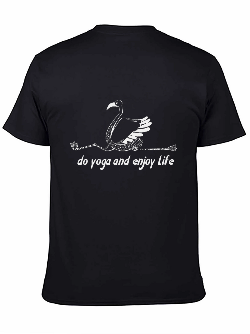 Yoga Flamingo Black T-Shirt - Enjoy Life