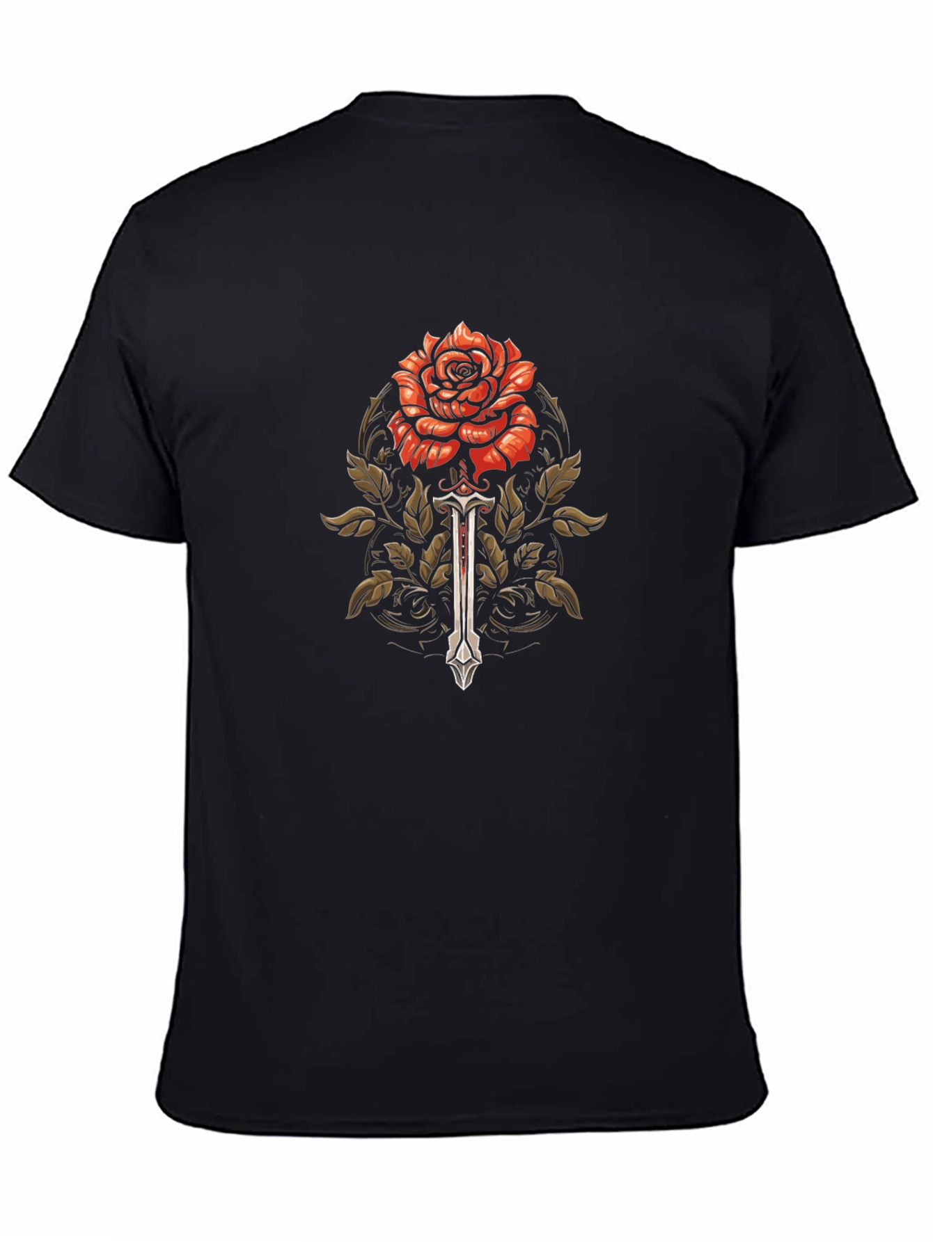 Rose & Sword Graphic Tee - Mens Black T-Shirt