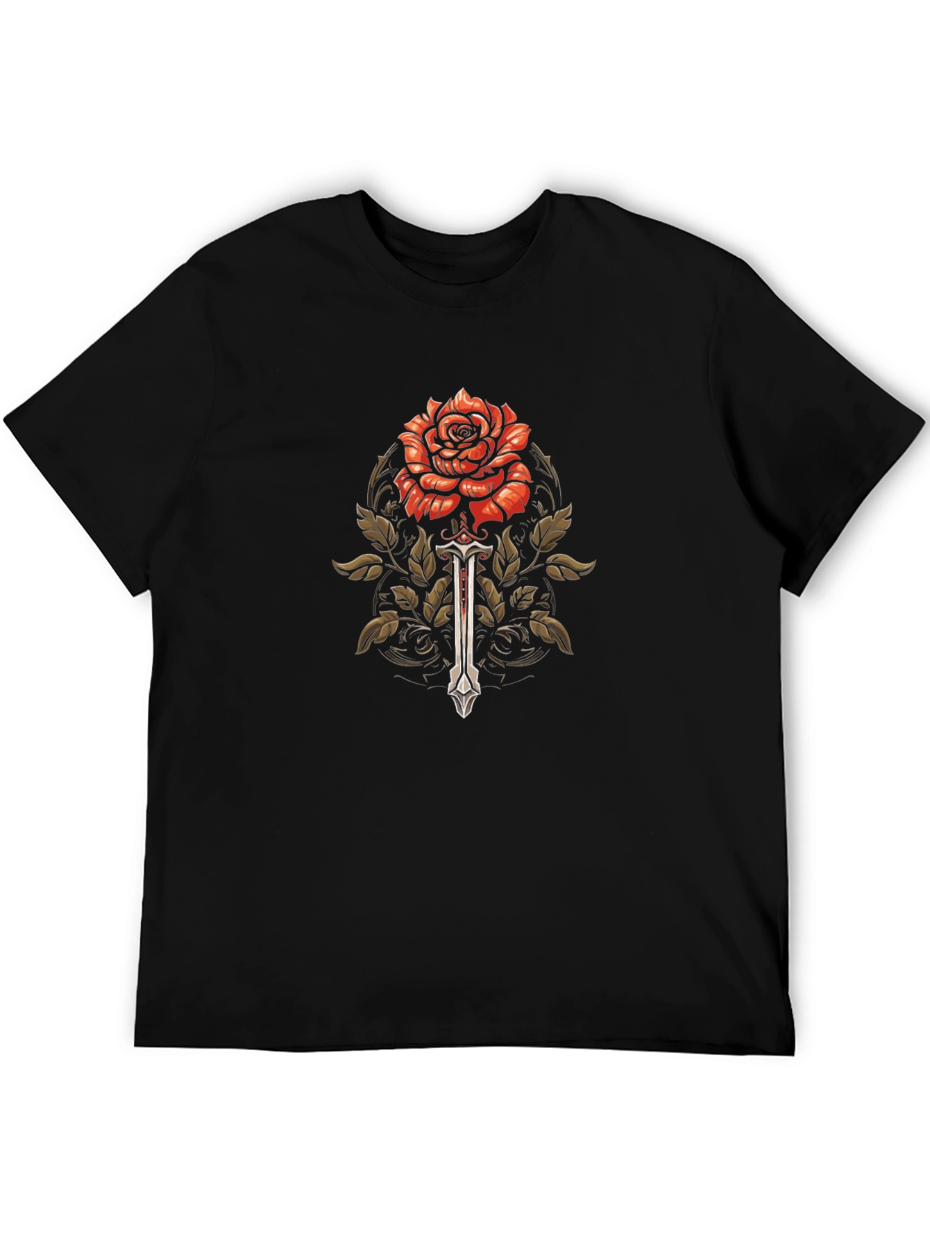 Rose & Sword Graphic Tee - Mens Black T-Shirt