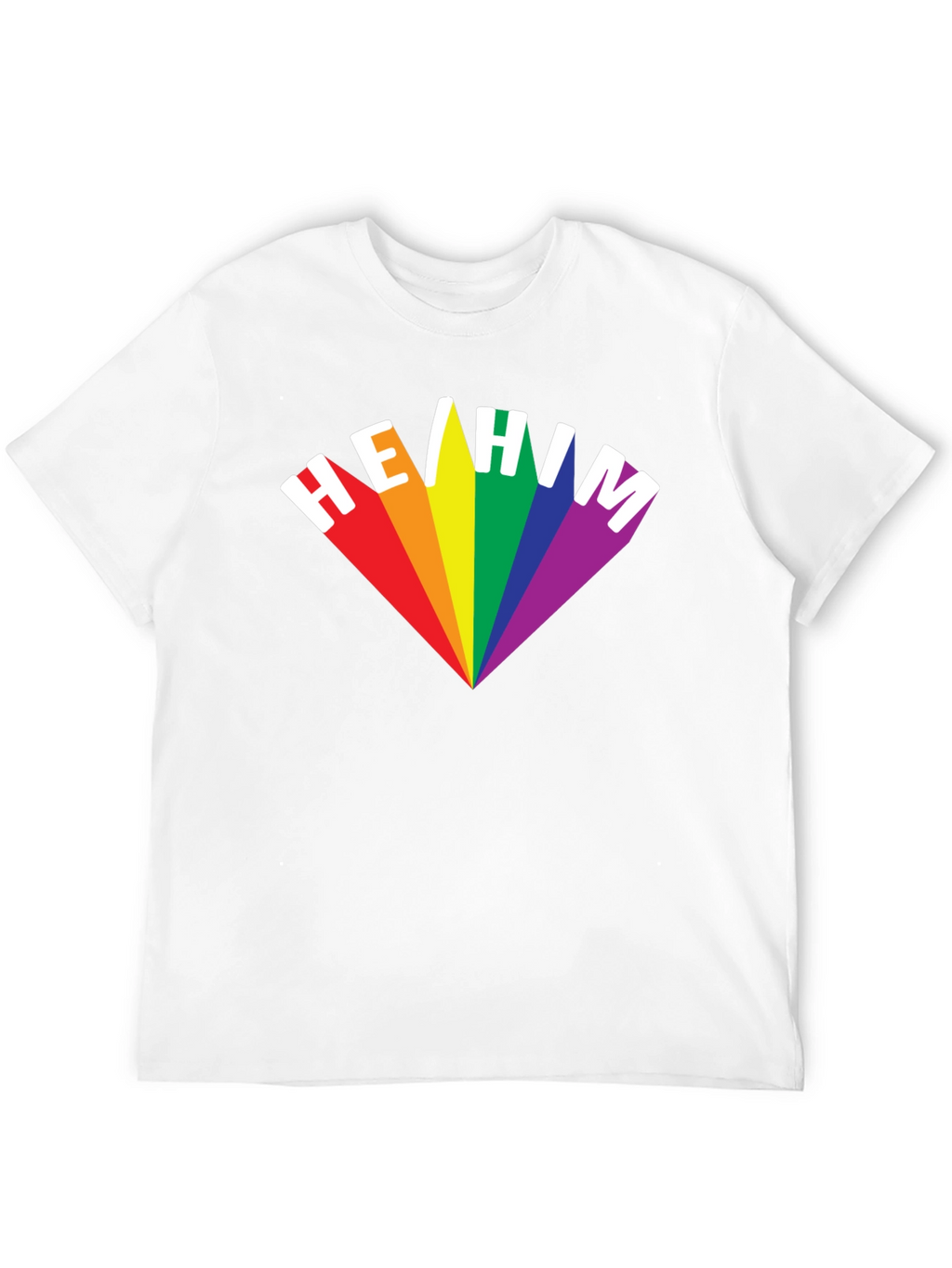 He/Him Pronoun Pride T-Shirt - Rainbow LGBTQ+ Design