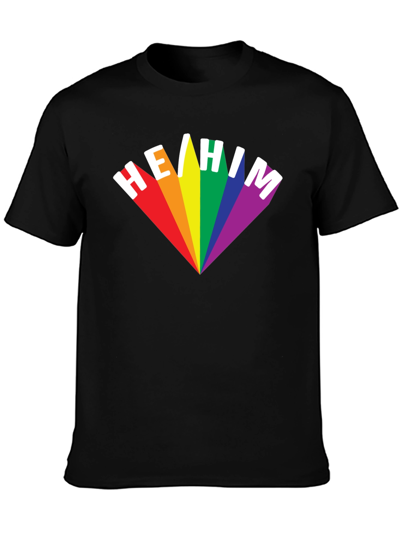 He/Him Pronoun Pride T-Shirt - Rainbow LGBTQ+ Design