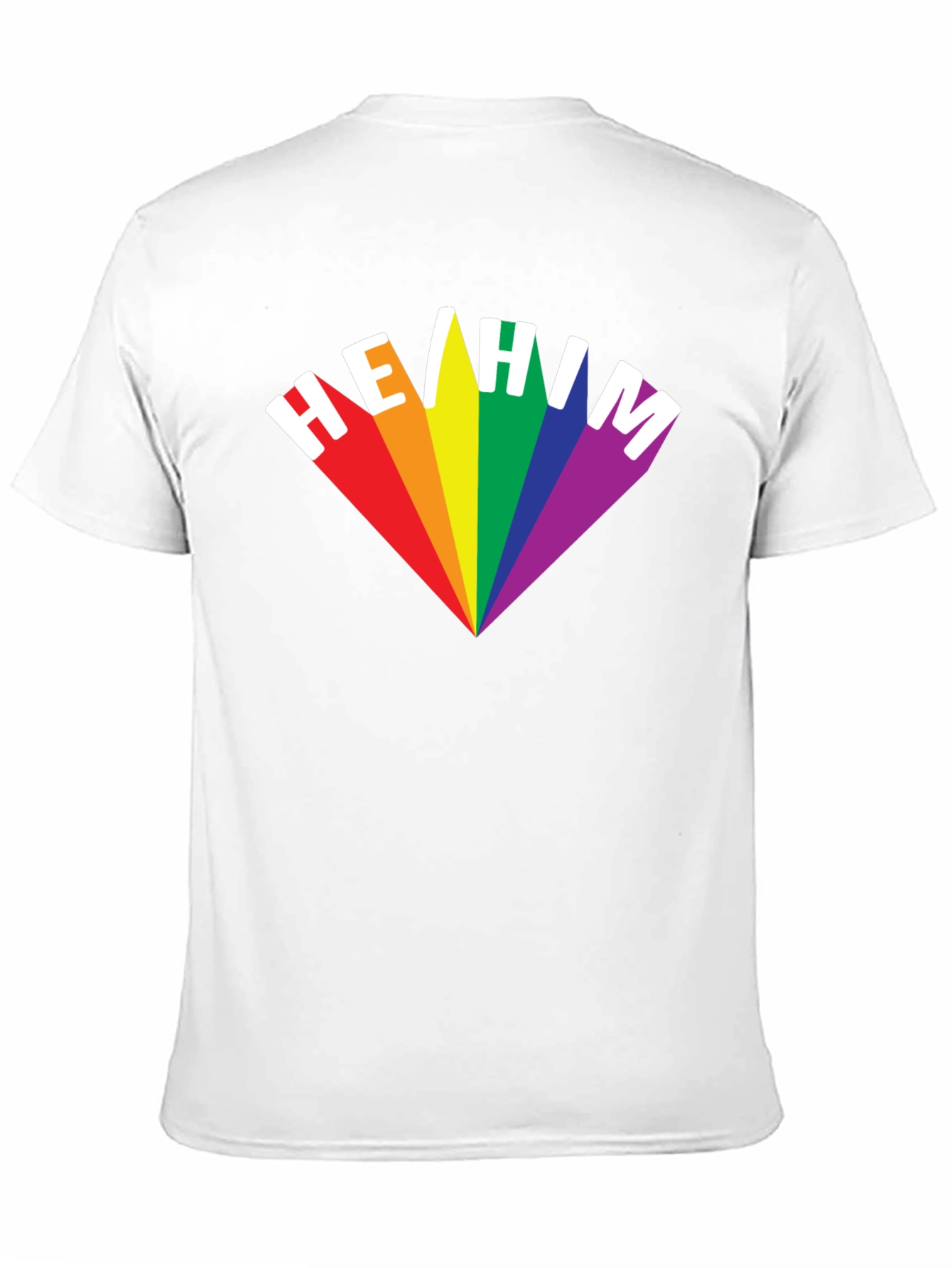 He/Him Pronoun Pride T-Shirt - Rainbow LGBTQ+ Design
