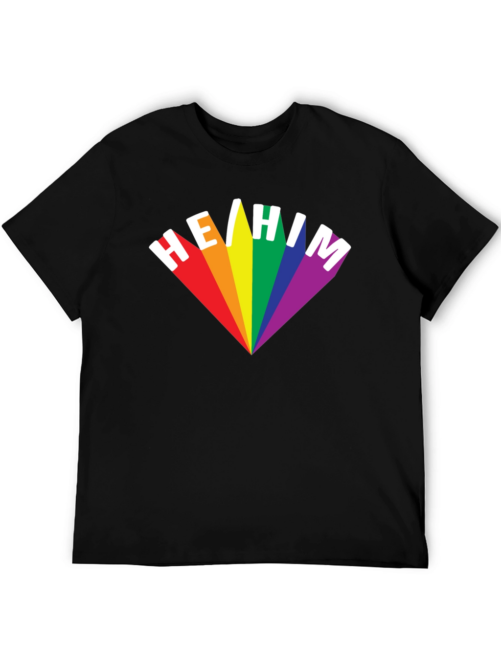 He/Him Pronoun Pride T-Shirt - Rainbow LGBTQ+ Design