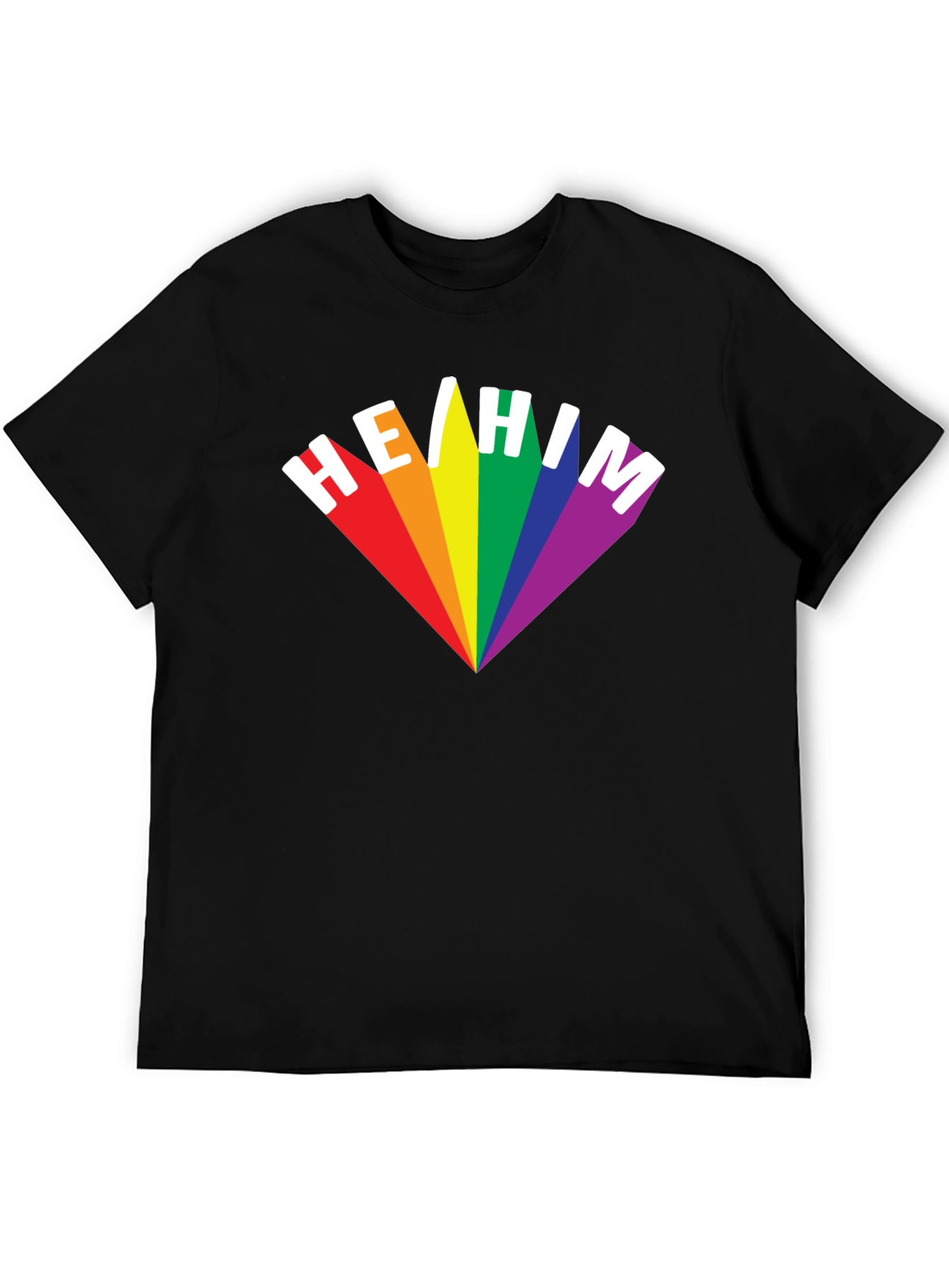 He/Him Pronoun Pride T-Shirt - Rainbow LGBTQ+ Design