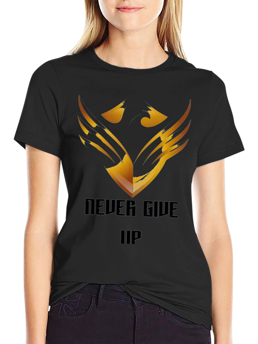 Never Give Up Graphic Tee - Black