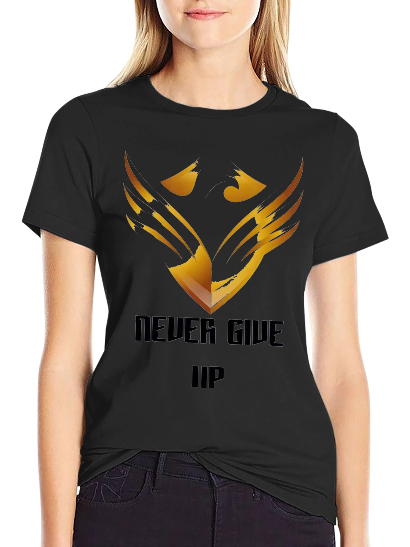 Never Give Up Graphic Tee - Black
