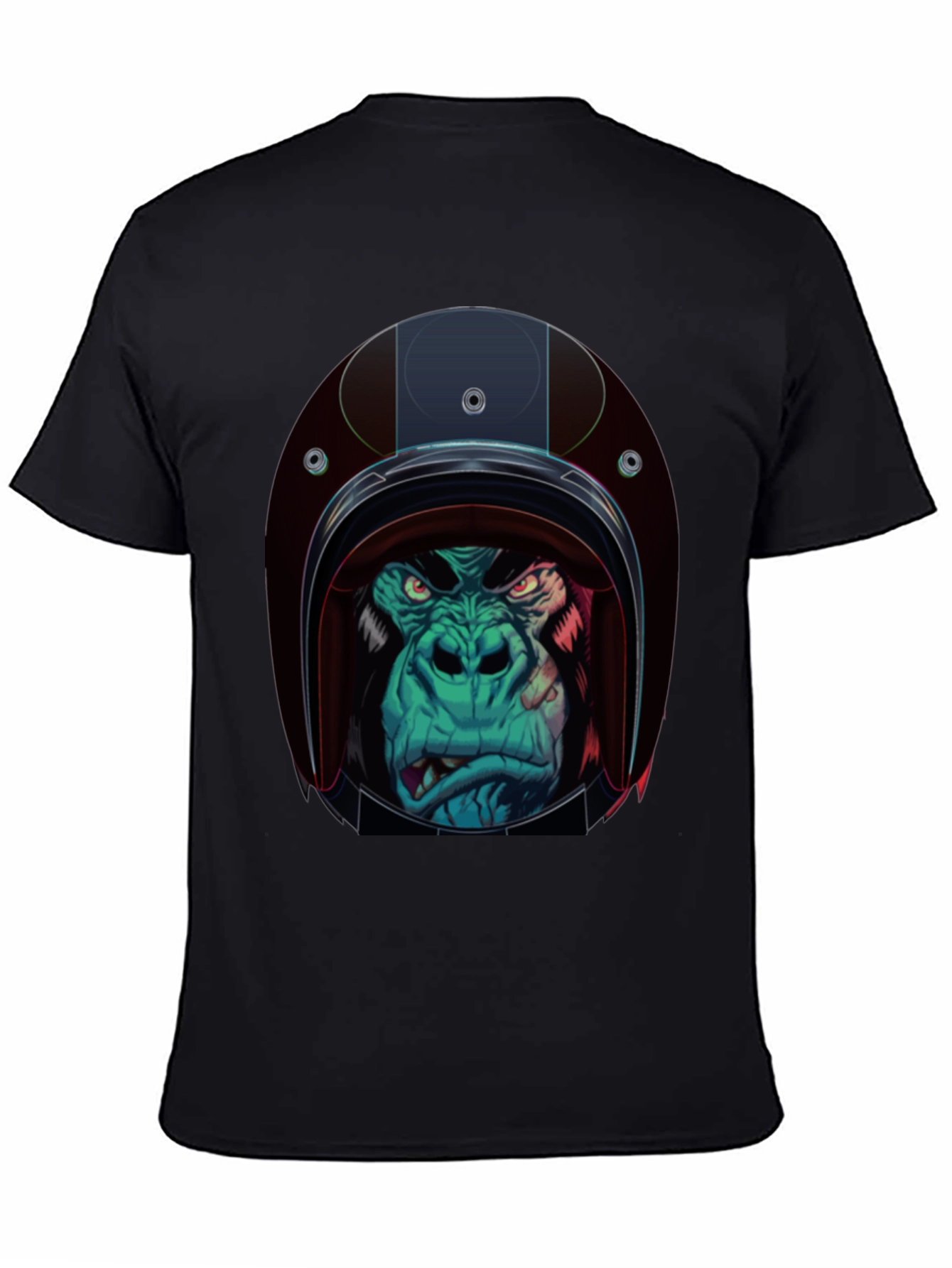 Gorilla Biker Helmet Graphic T-Shirt