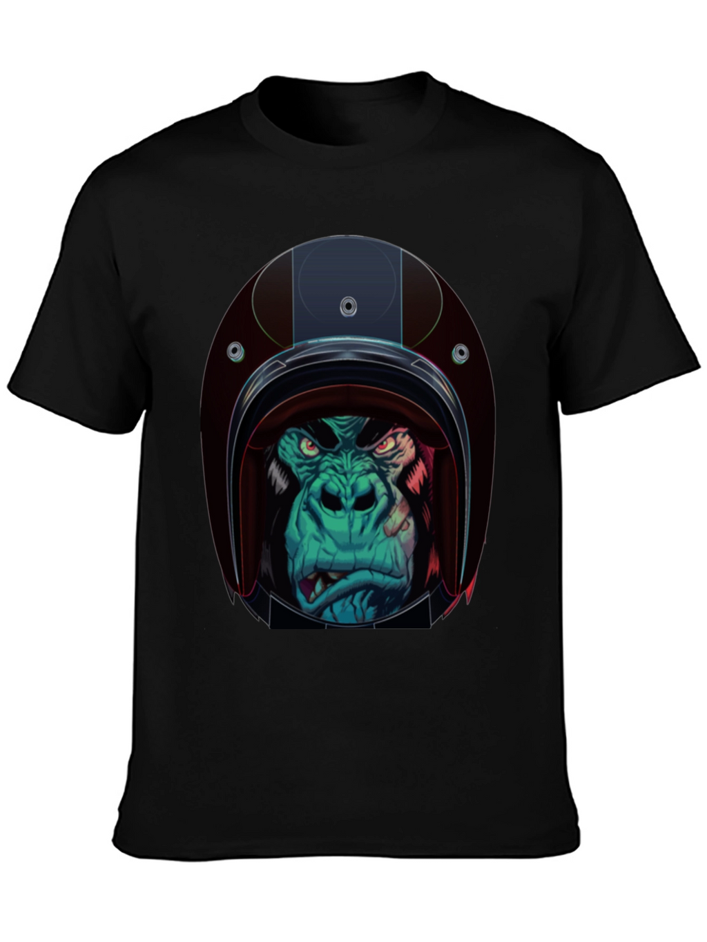 Gorilla Biker Helmet Graphic T-Shirt