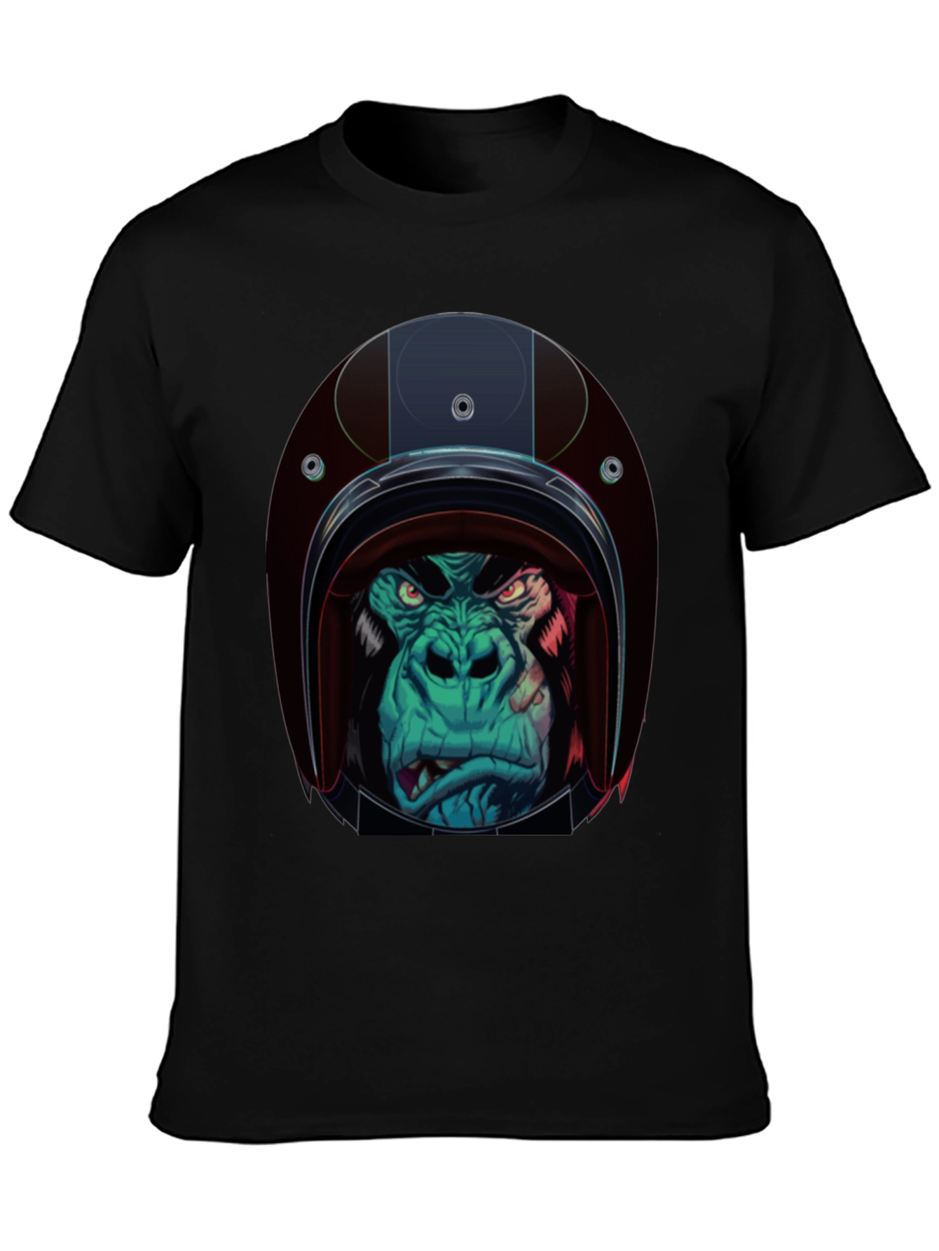 Gorilla Biker Helmet Graphic T-Shirt