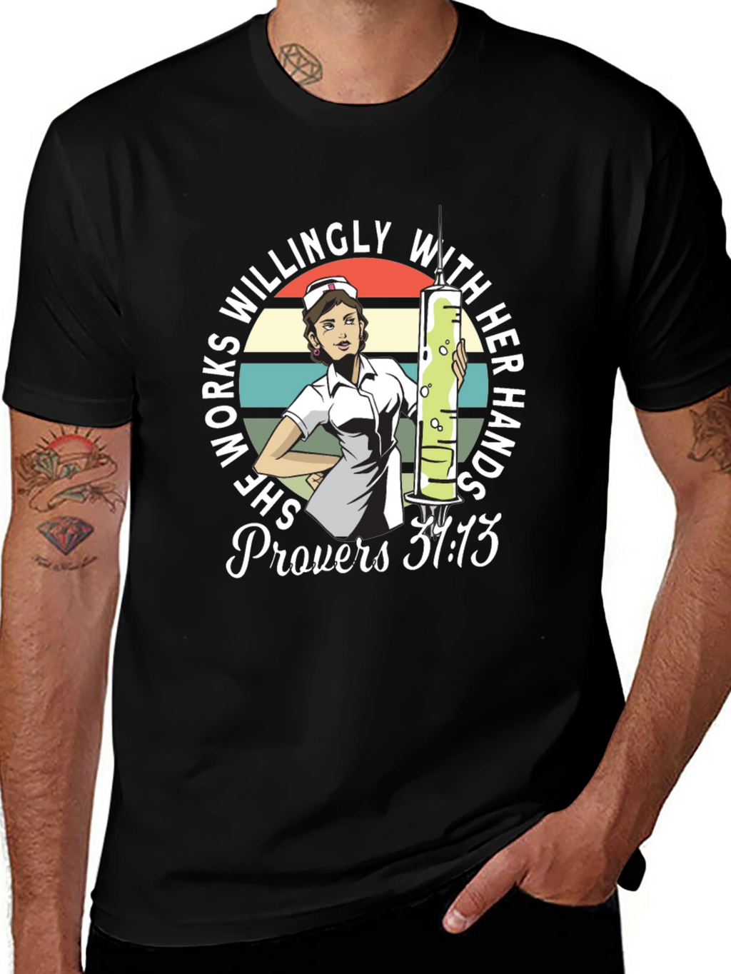 Nurse Proverbs 31:13 Graphic T-Shirt