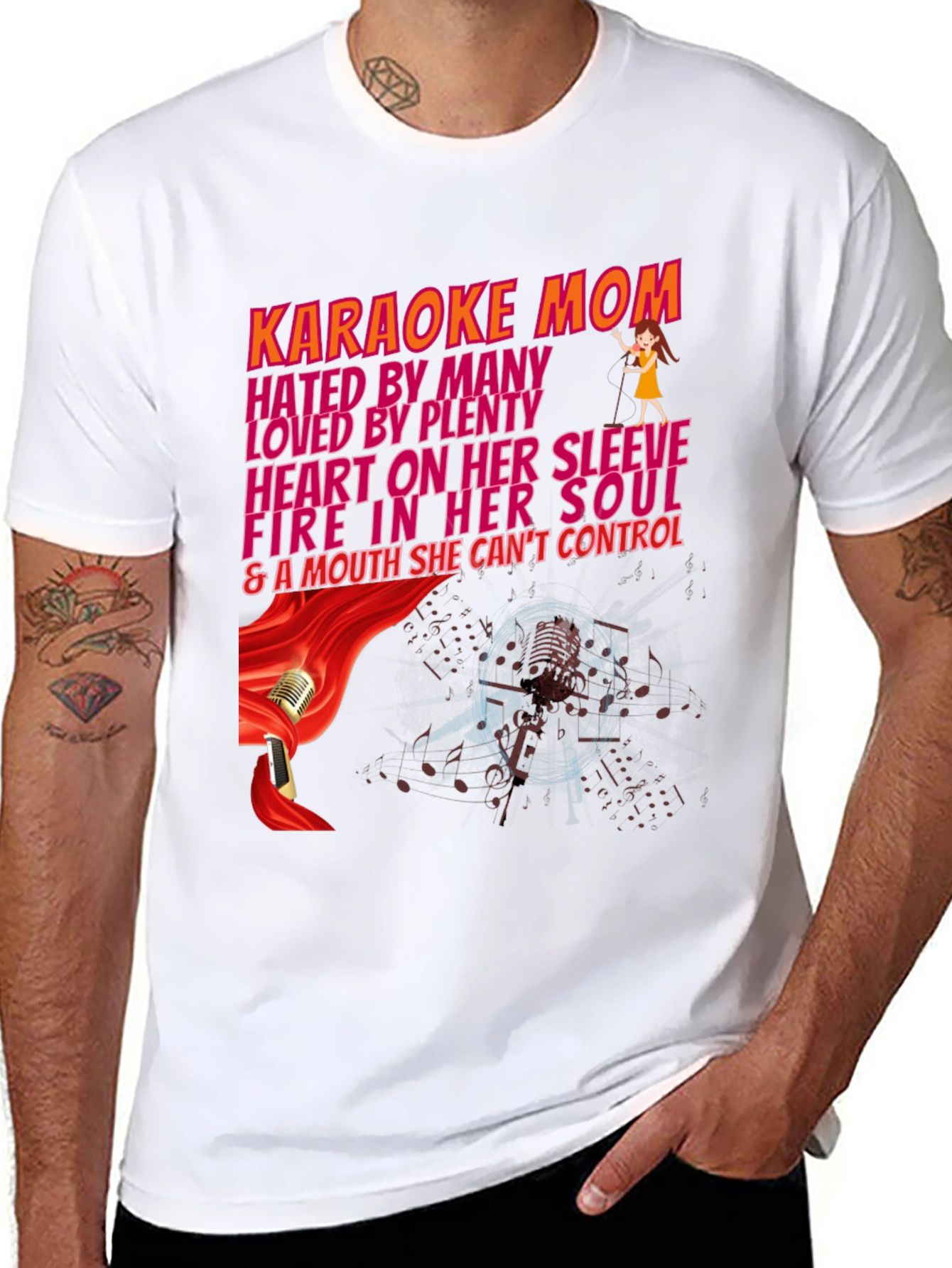 Karaoke Mom Graphic T-Shirt - Hated By Many Loved By Plenty