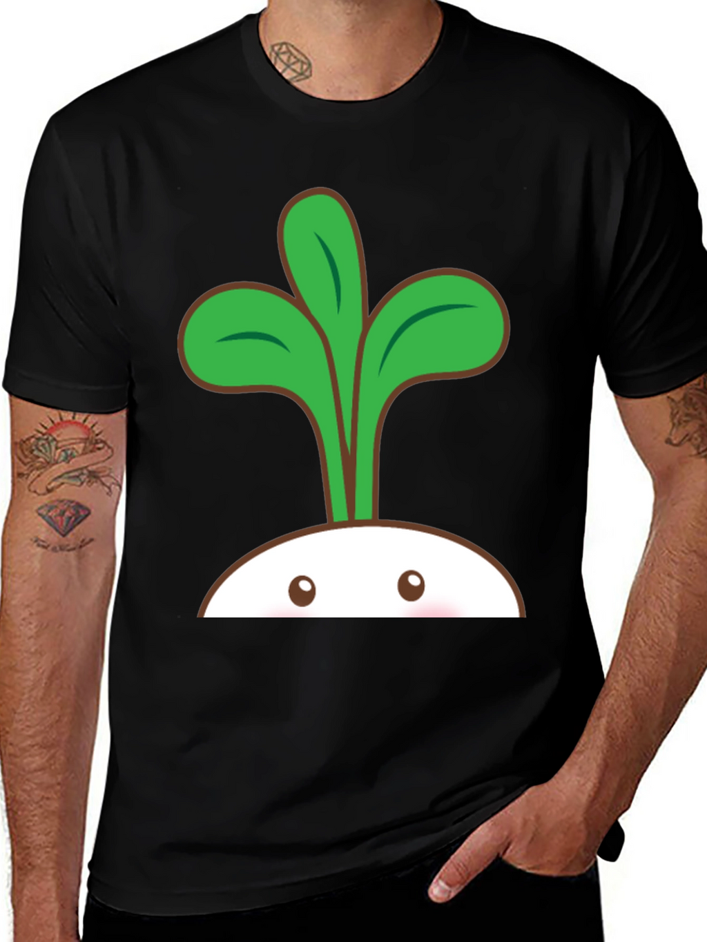 Cute Sprout Graphic T-Shirt - Black