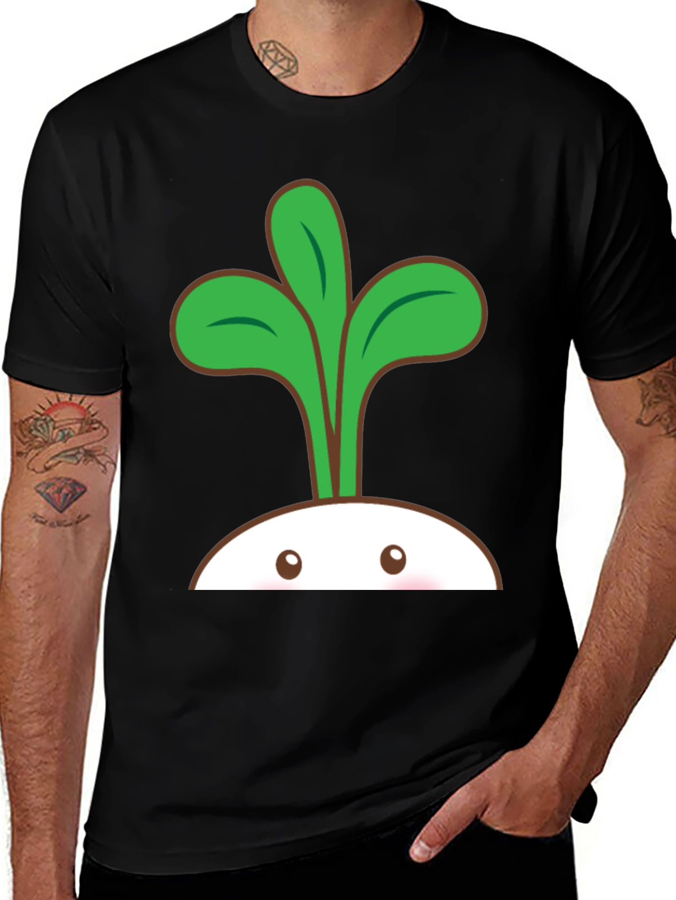 Cute Sprout Graphic T-Shirt - Black