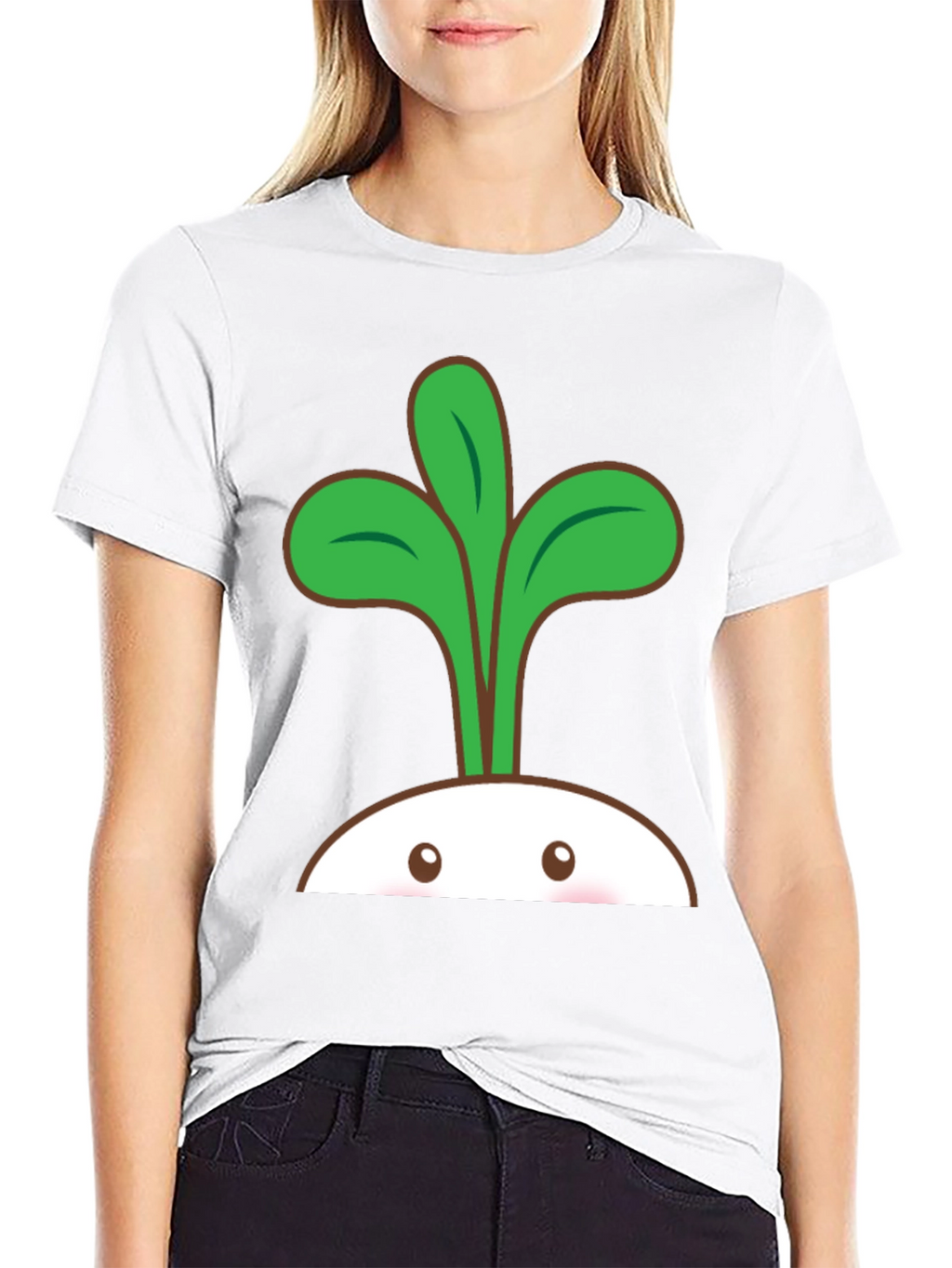Cute Sprout Graphic T-Shirt - Black